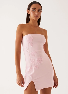 Enora Beaded Mini Dress - Baby Pink Modern Lines Delicate Lines