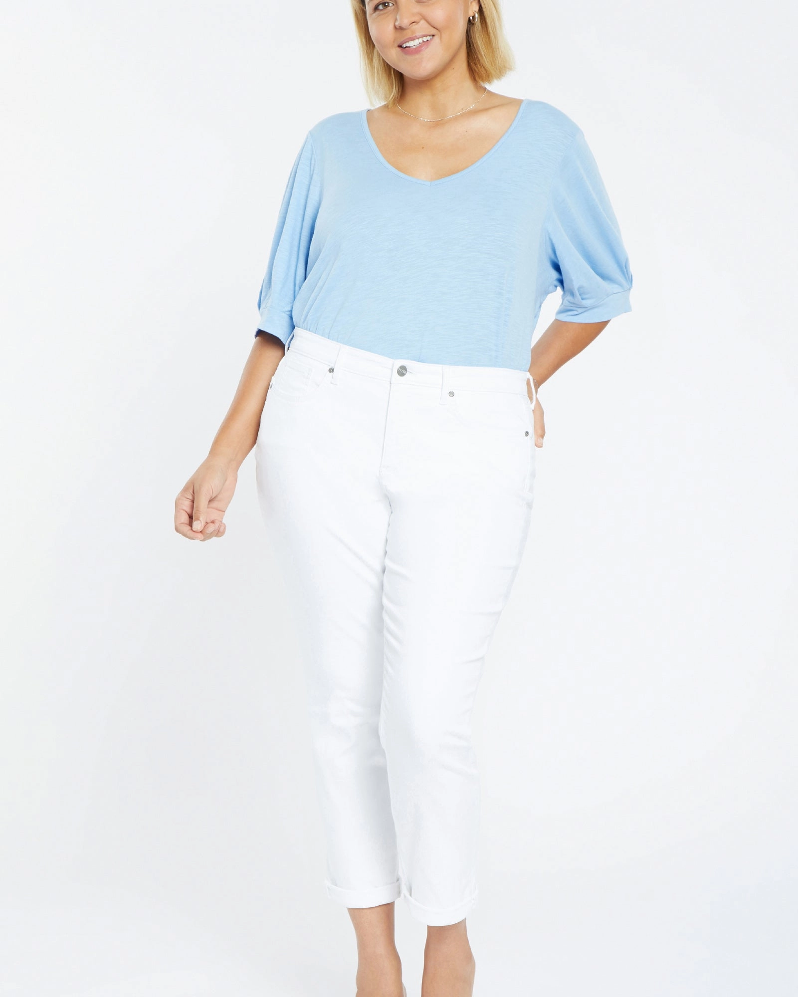 Non Fade Fabric Breathable Lining Margot Straight Jean | White