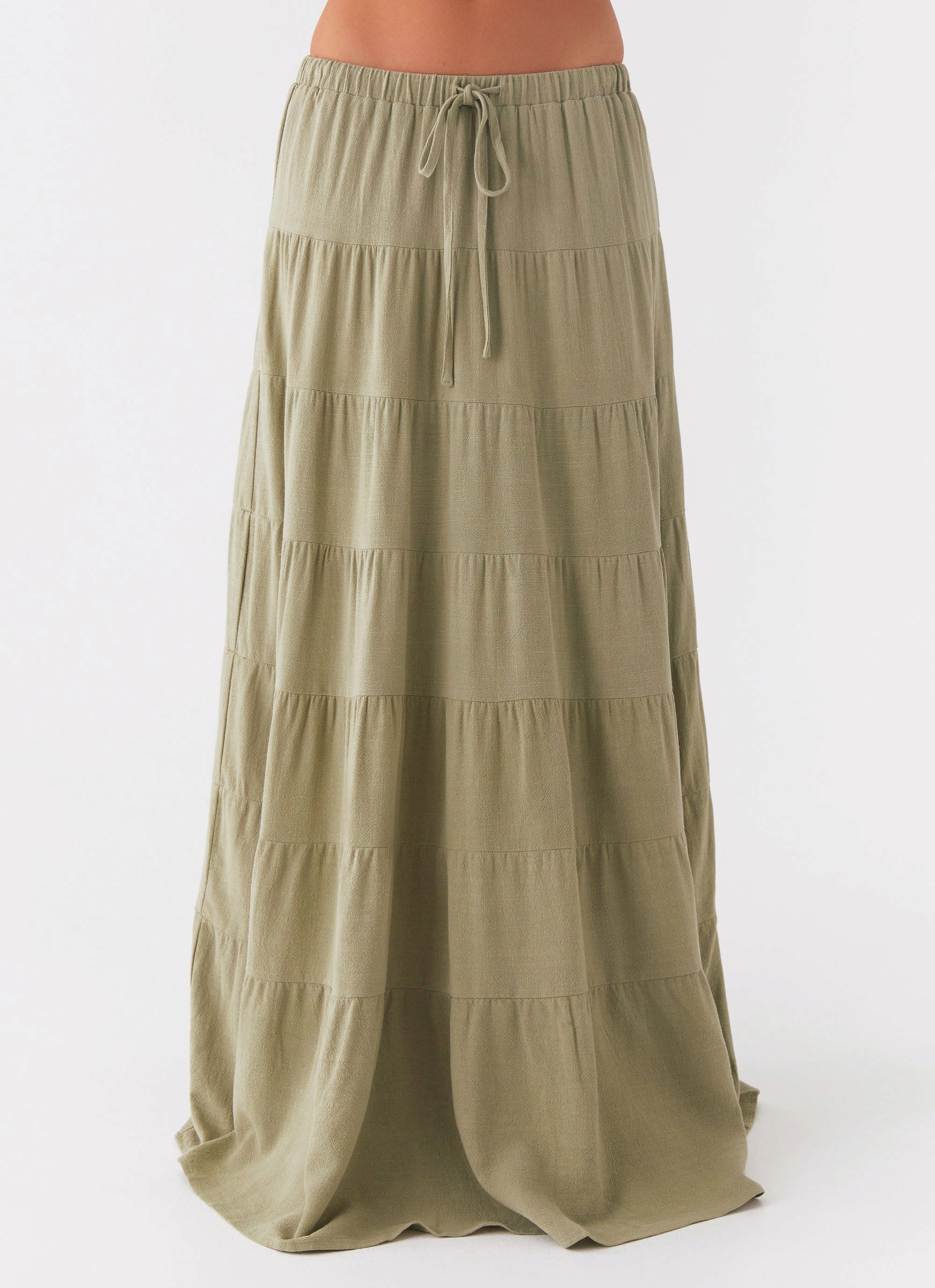 Mariella Linen Maxi Skirt - Sage Tonal Layering