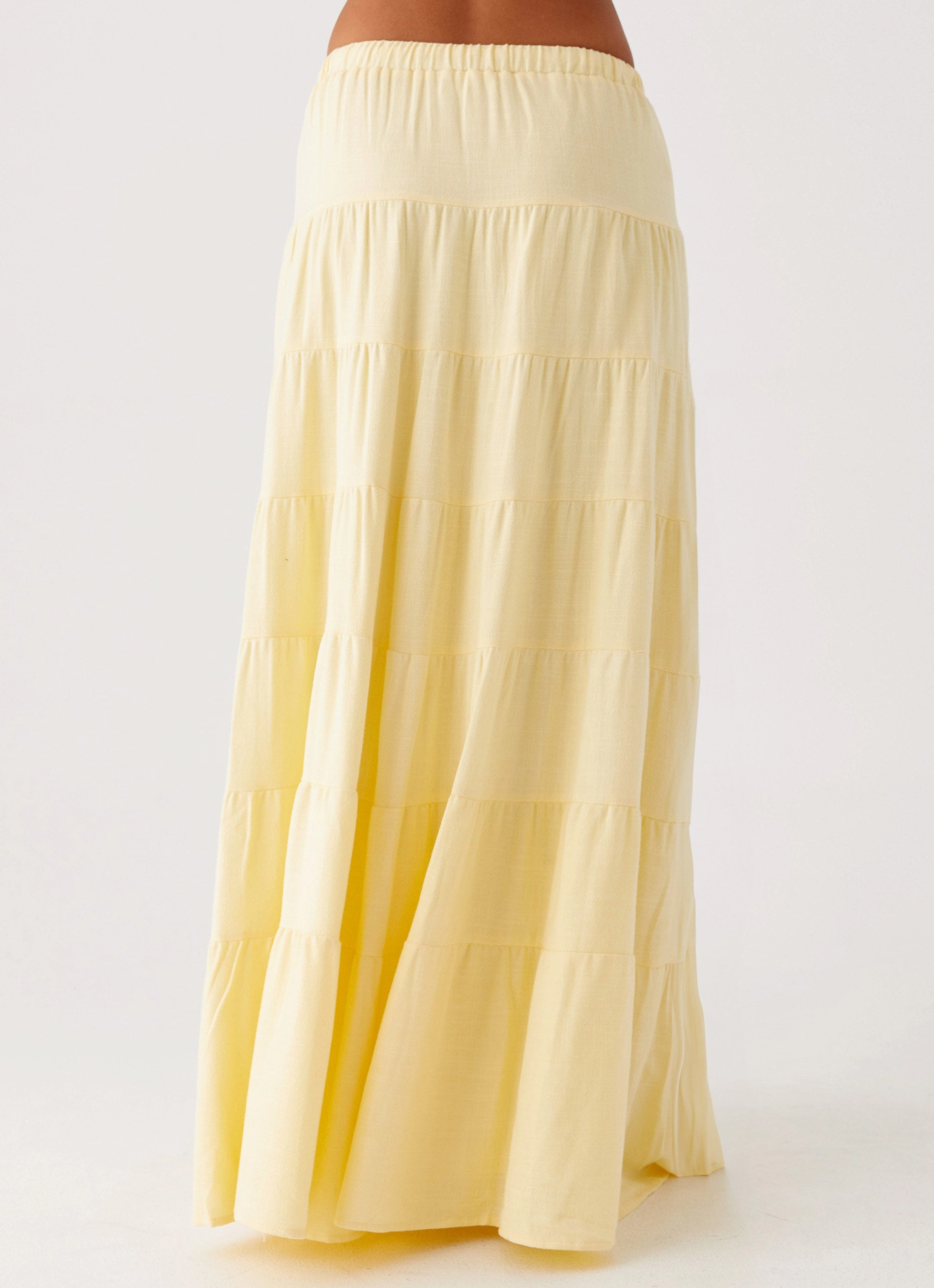 Mariella Linen Maxi Skirt - Yellow Gentle Vibe Spring Brunch