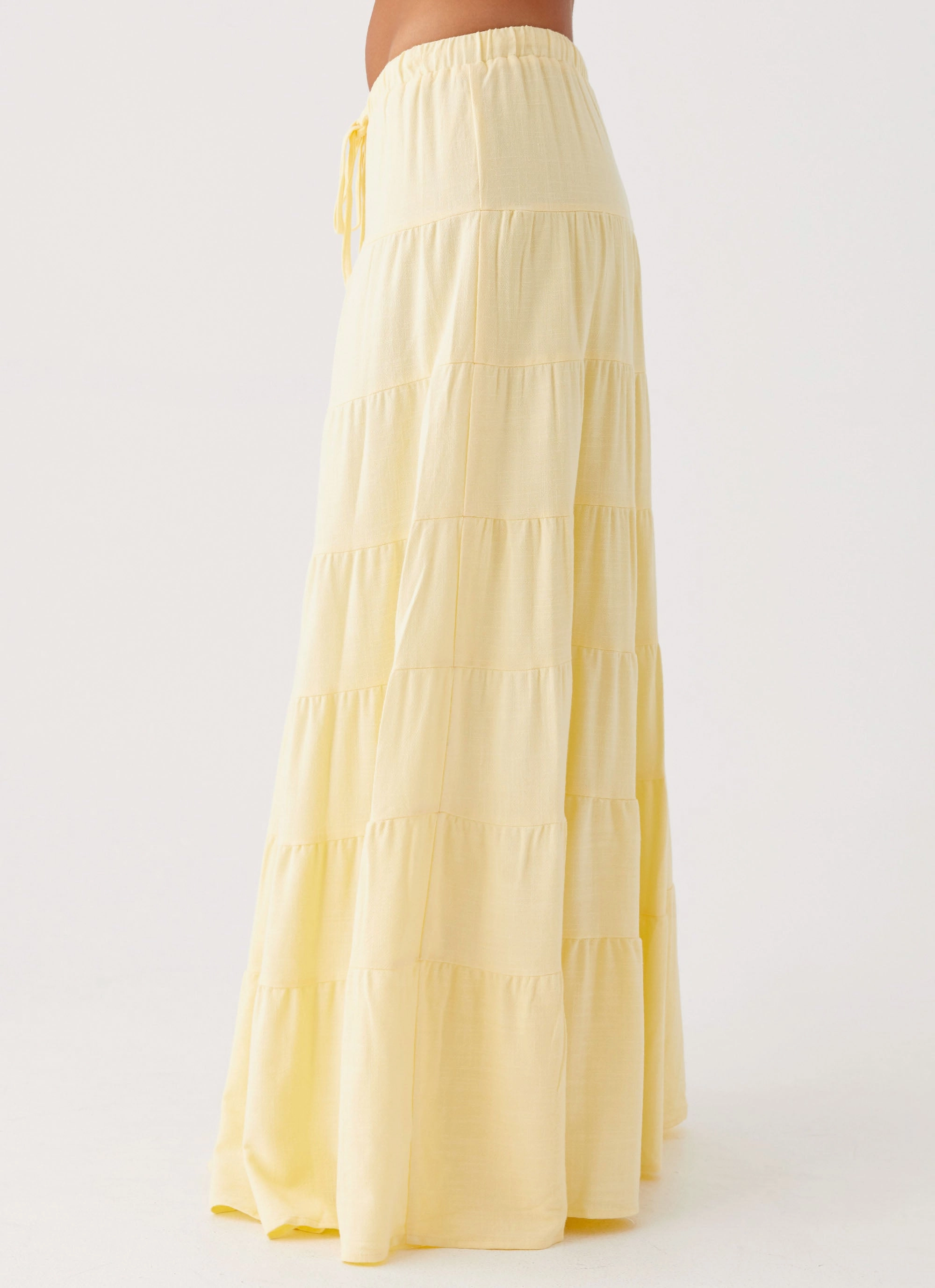 Mariella Linen Maxi Skirt - Yellow High Elasticity Material Elegant Look
