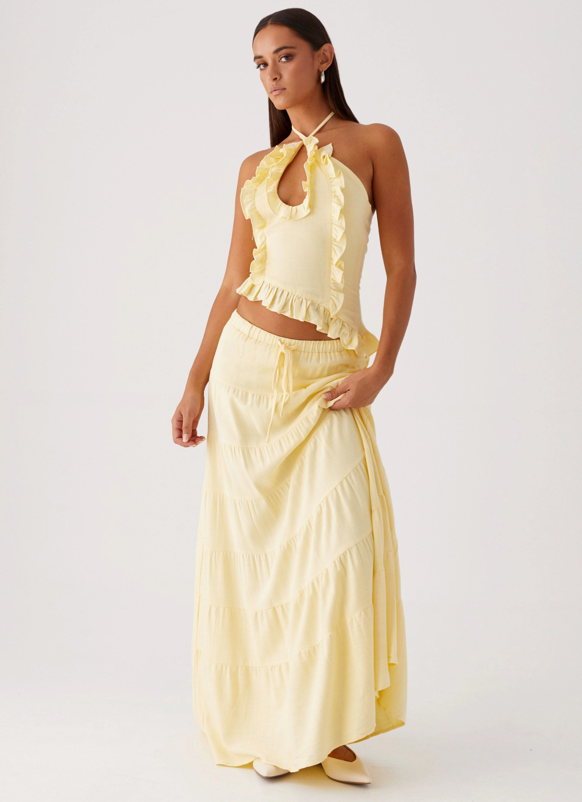 Classic Mood Mariella Linen Maxi Skirt - Yellow