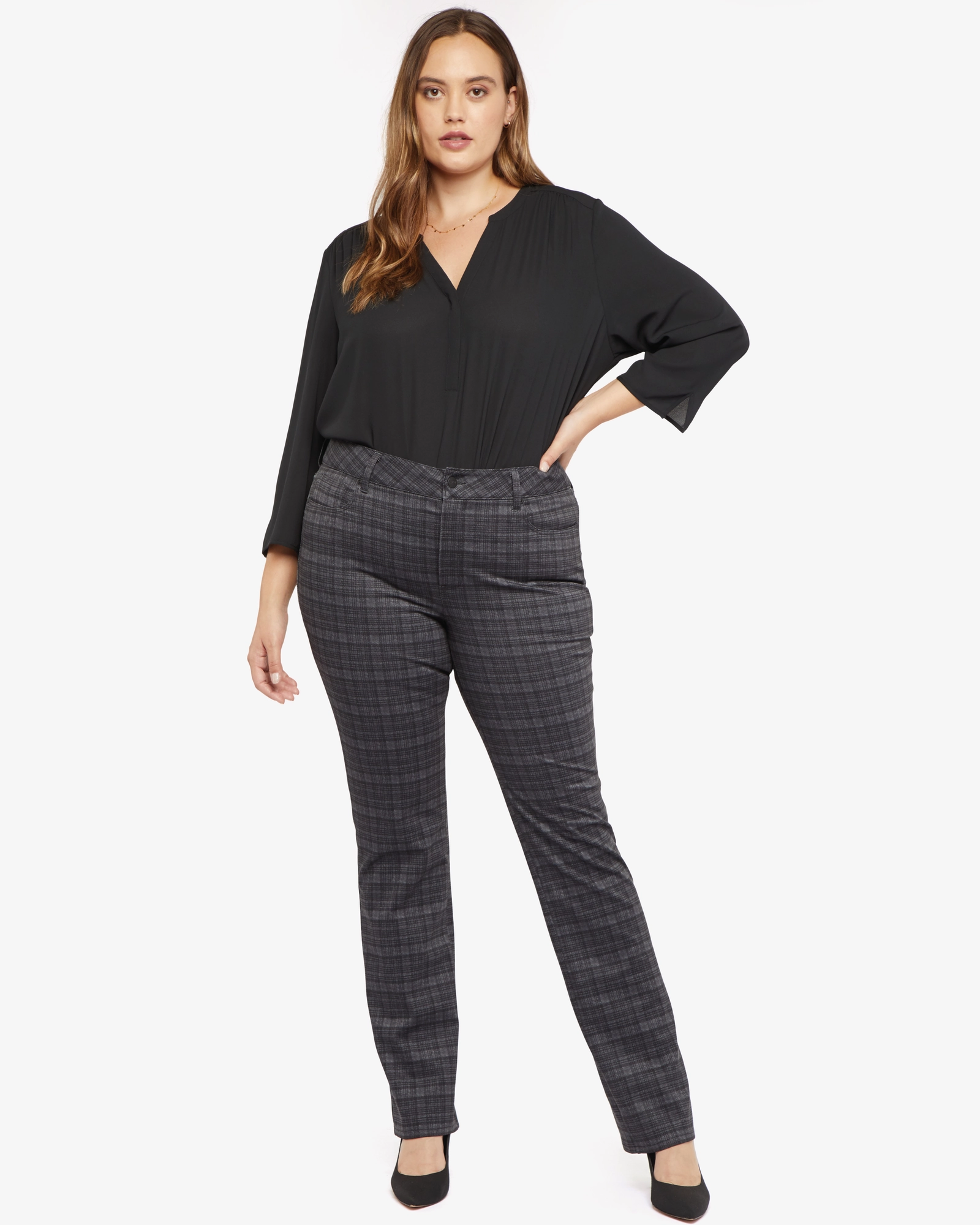 Fashion Fit Design Low Maintenance Marilyn Slim Straight Pant | Hudson Plaid