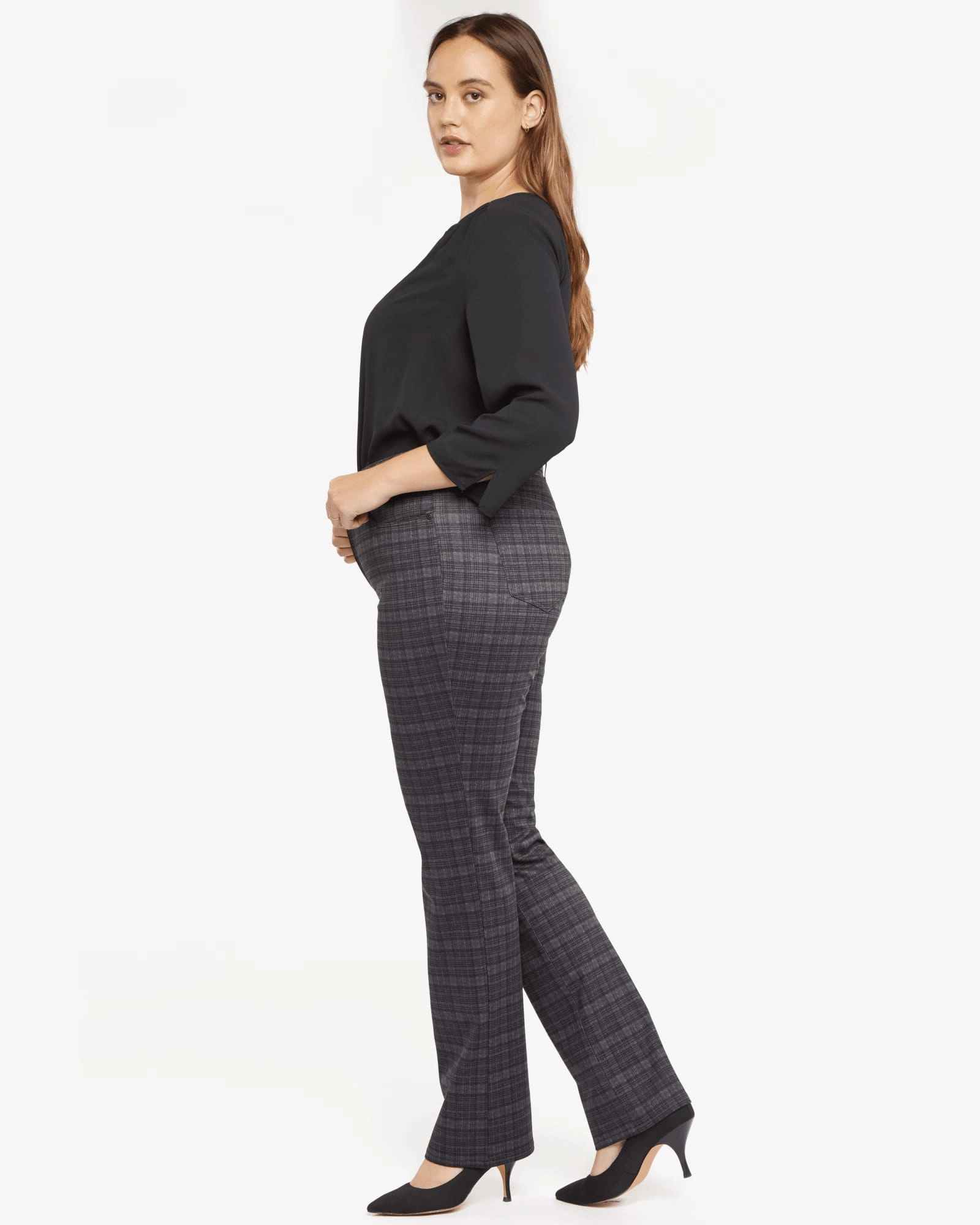 Marilyn Slim Straight Pant | Hudson Plaid Easy Fashion