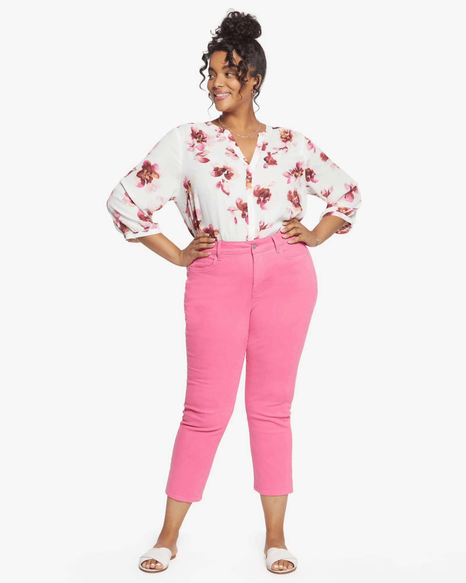 High-Quality Fabric Marilyn Straight Ankle Jean | Pink Peony