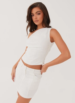 Marissa Linen Mini Skirt - White Comfy Style