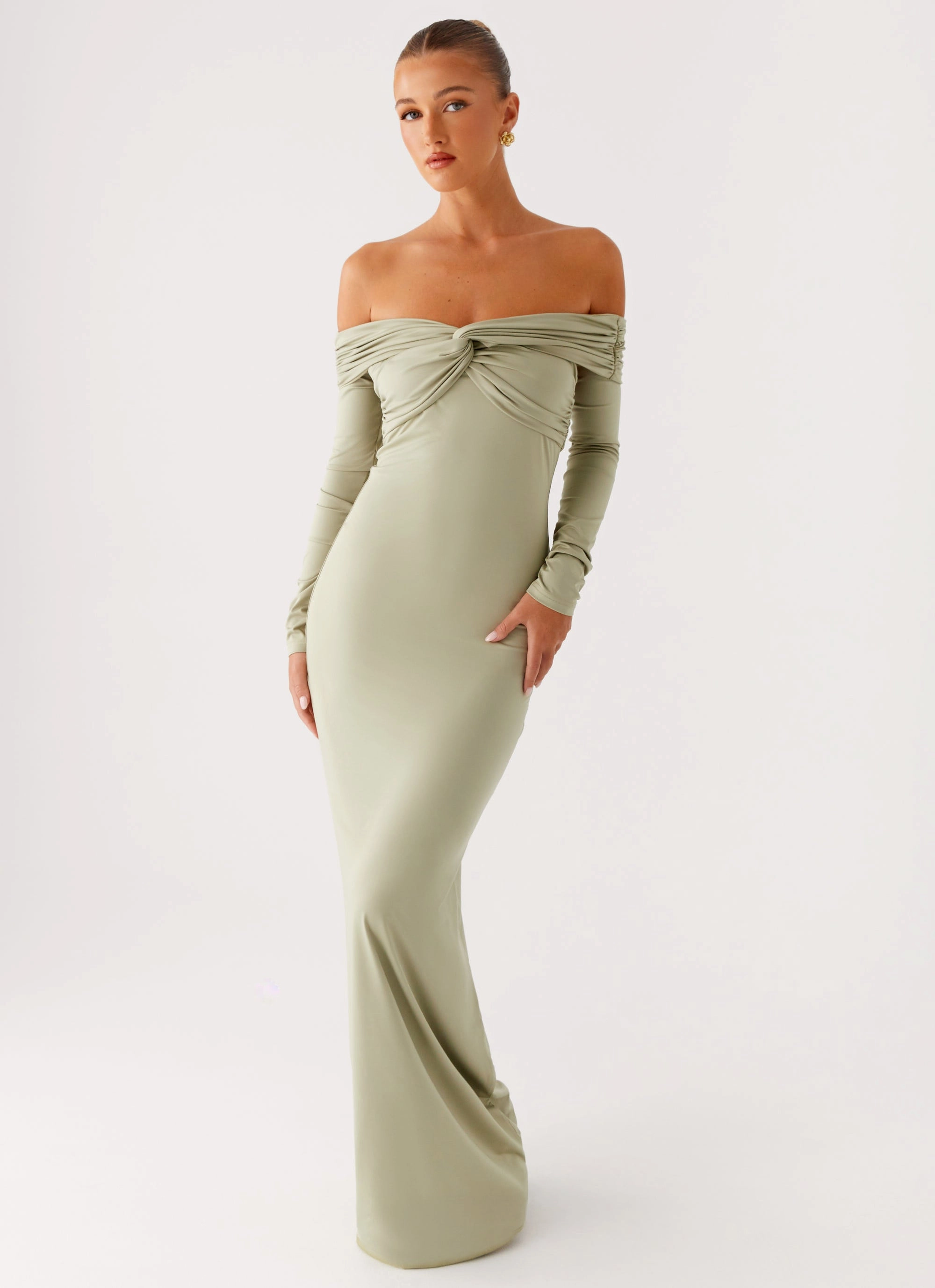 Marla Long Sleeve Maxi Dress - Sage MoldResistantTexture Classic Move
