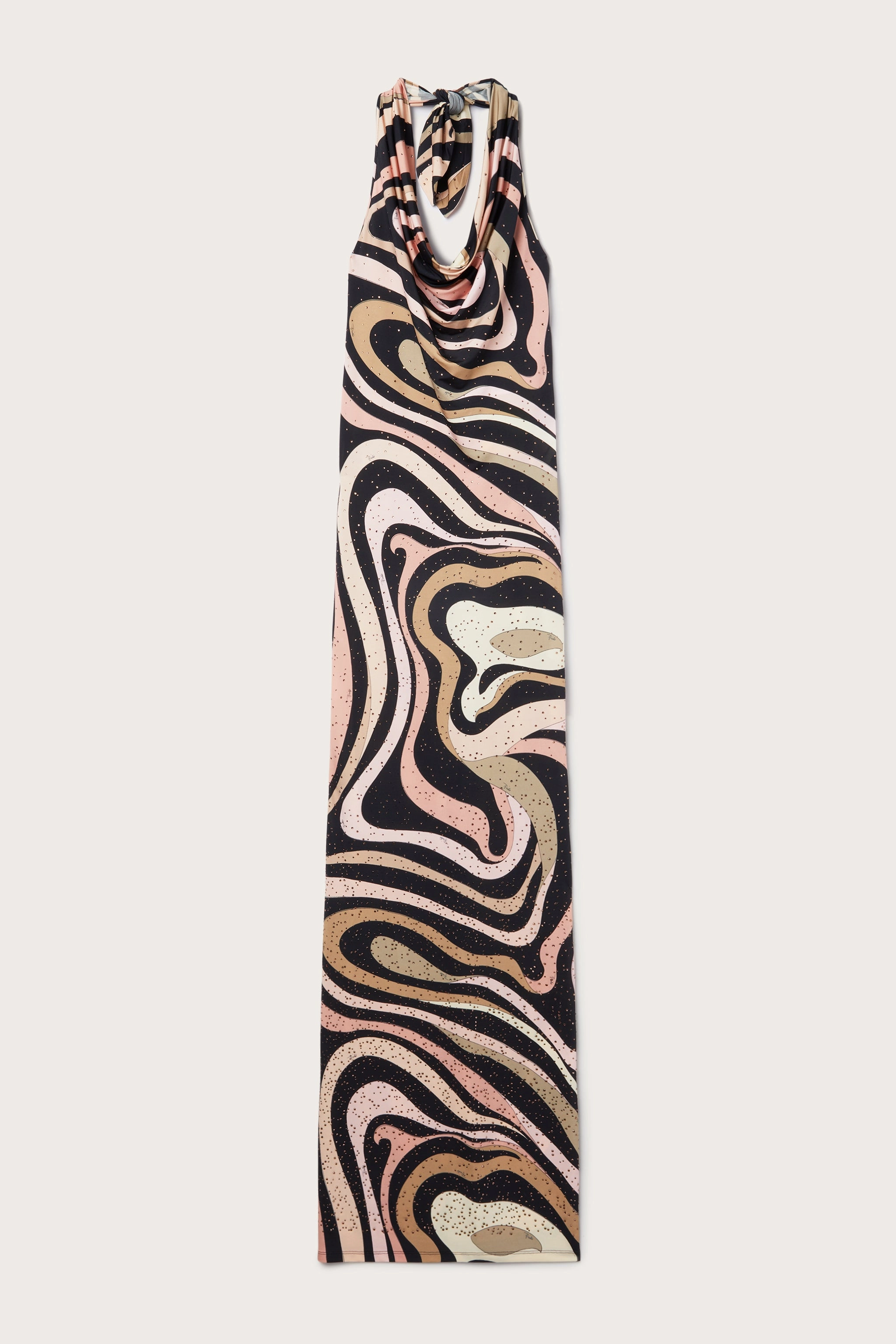 Art Inspired Simplistic Mood Marmo Print Embellished Long Dress