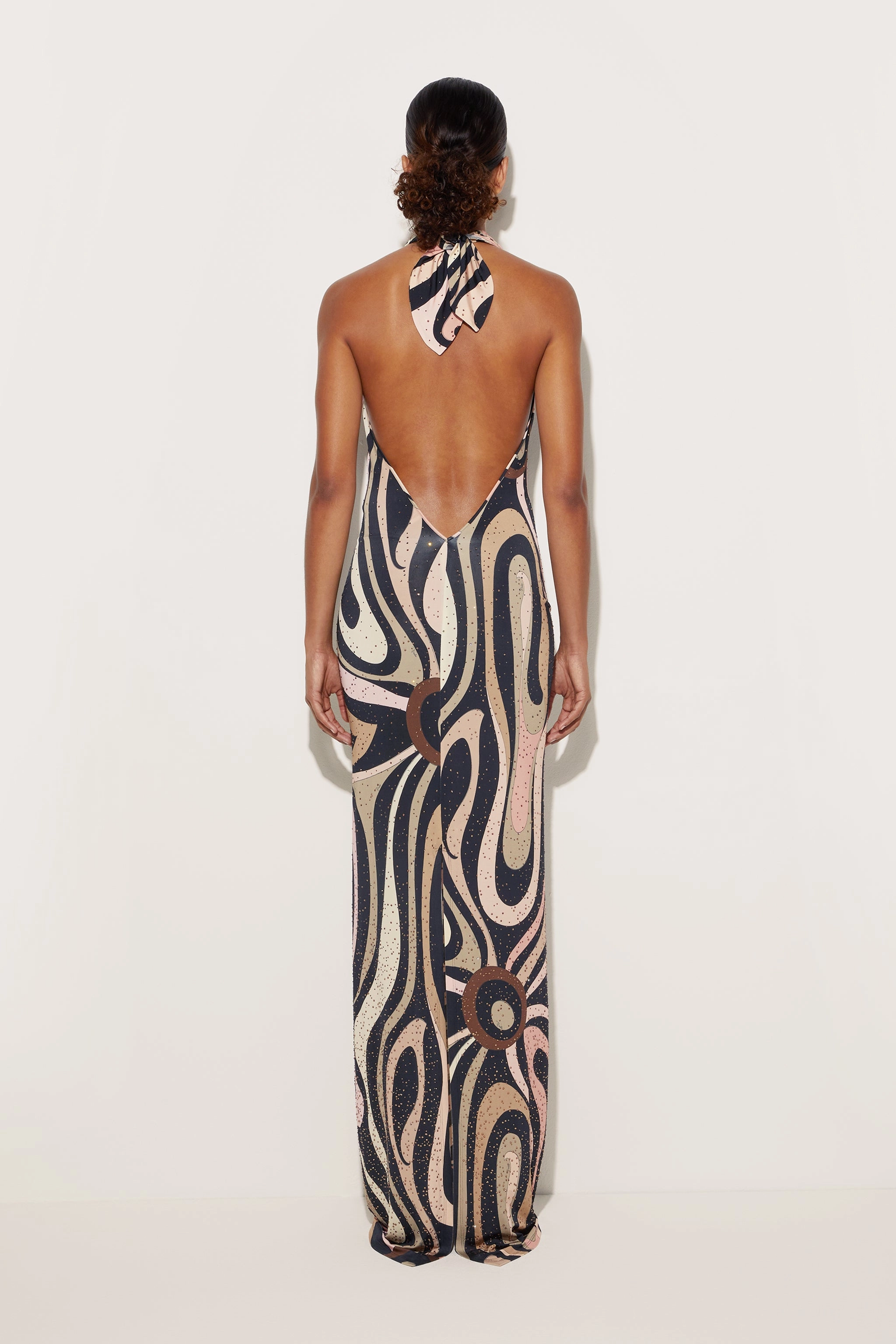 Dreamy Layers Easy Pick Marmo Print Embellished Long Dress