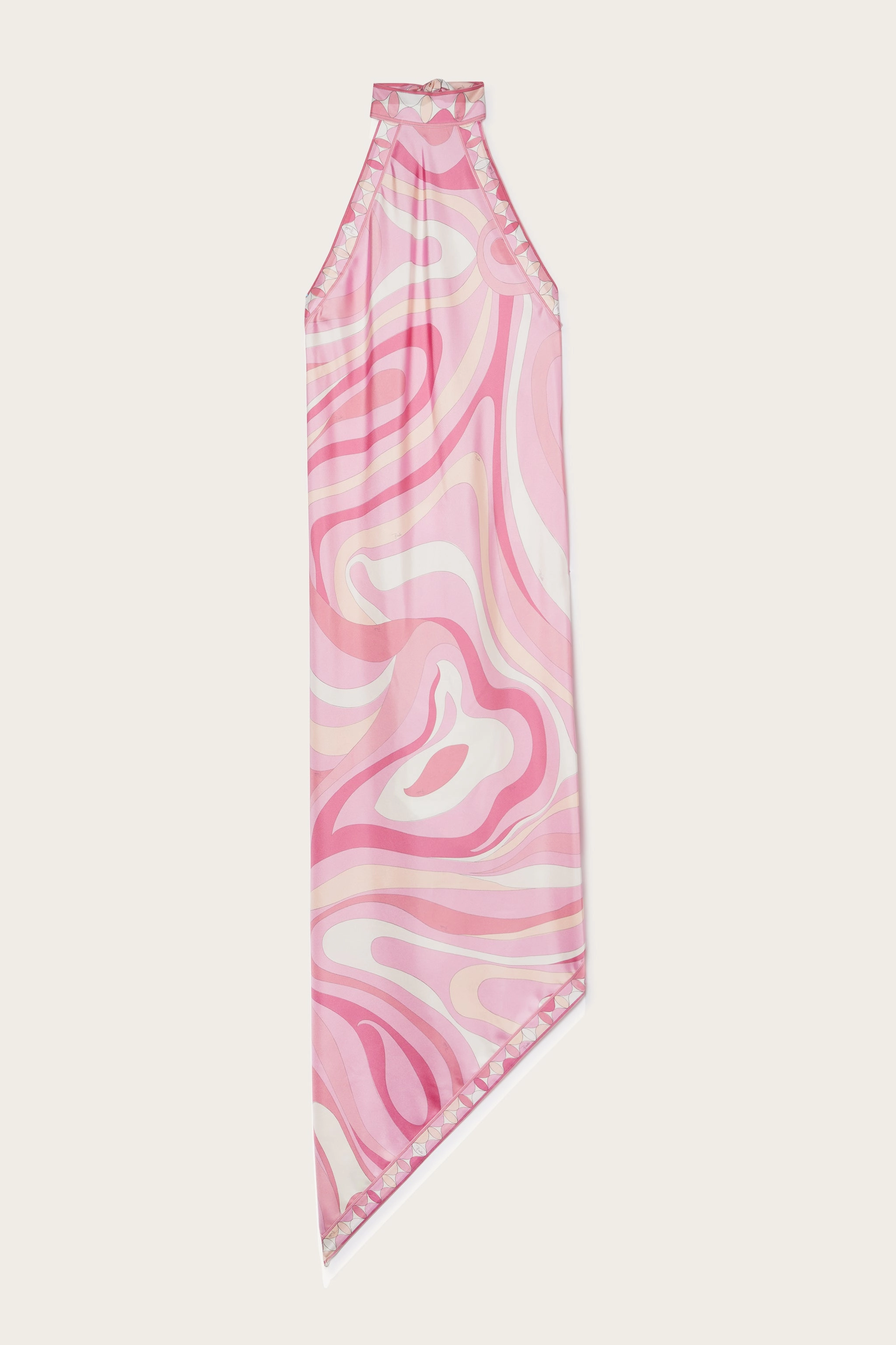 Edgy Look Elegant Fabric Marmo Print Silk Twill Asymmetrical Dress