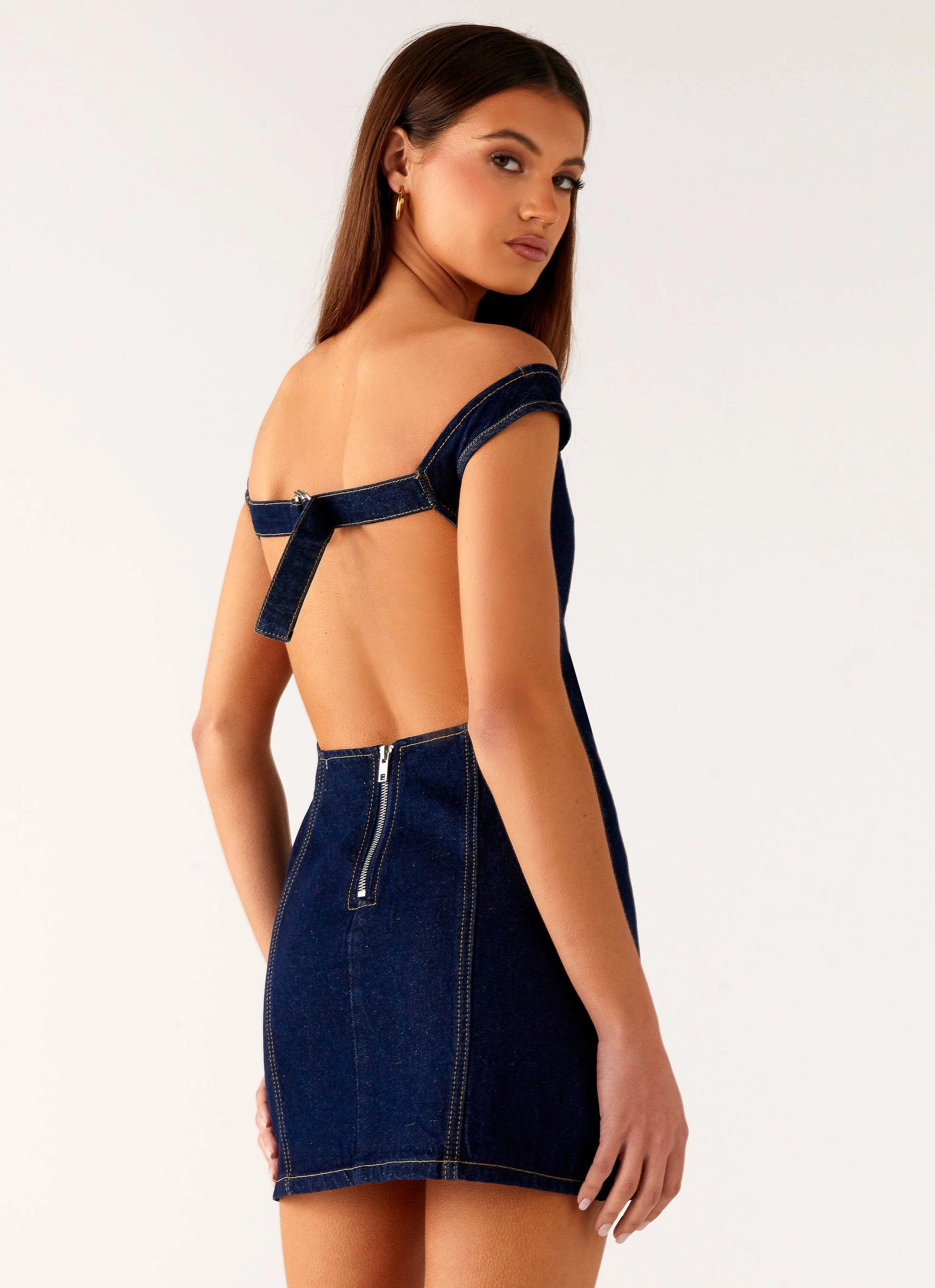 Bonnie Denim Mini Dress - Indigo Smart Waist Design