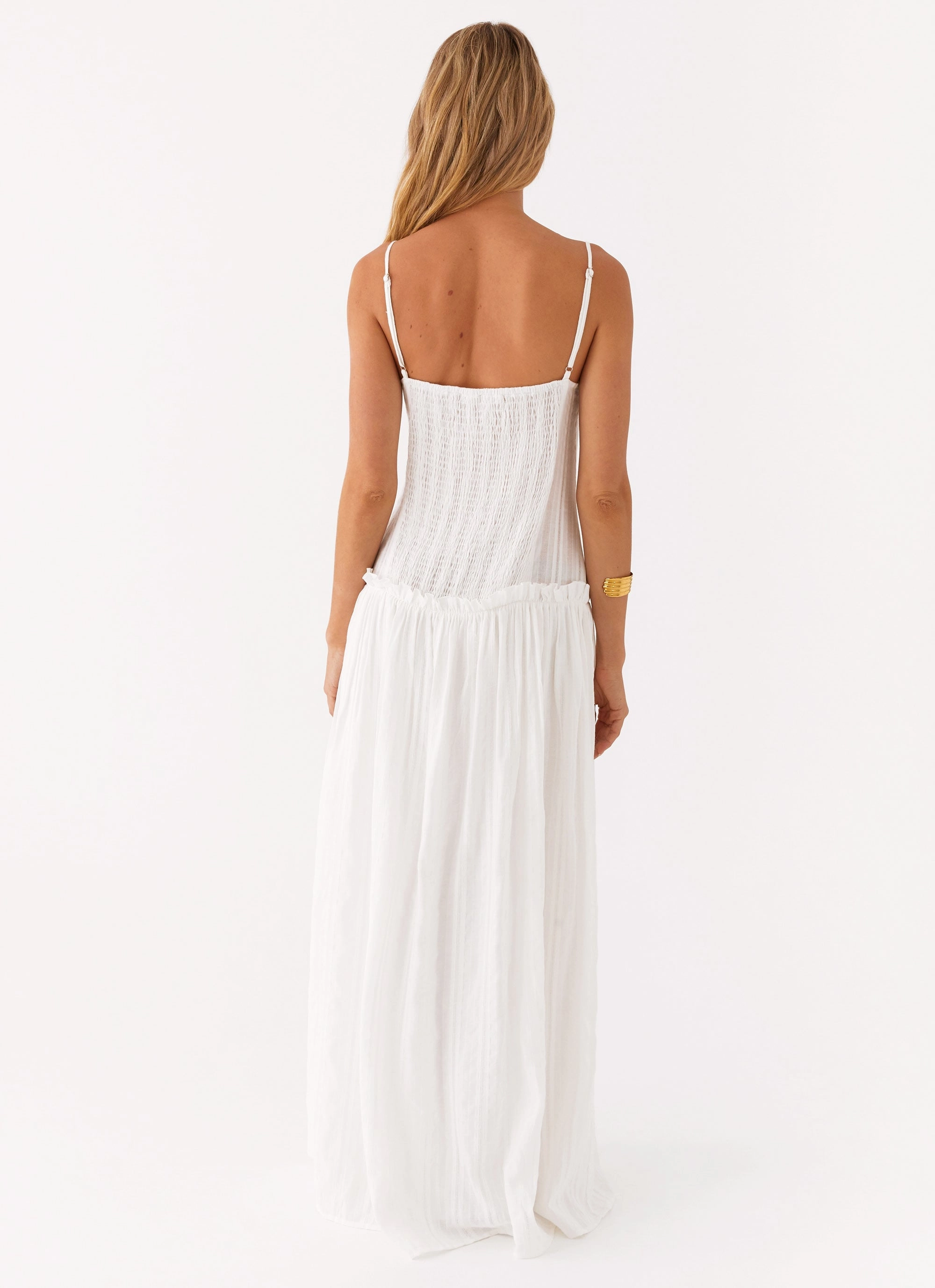 Fashion Look Calm Fit Jacinda Drop Waist Maxi Dress - Ivory