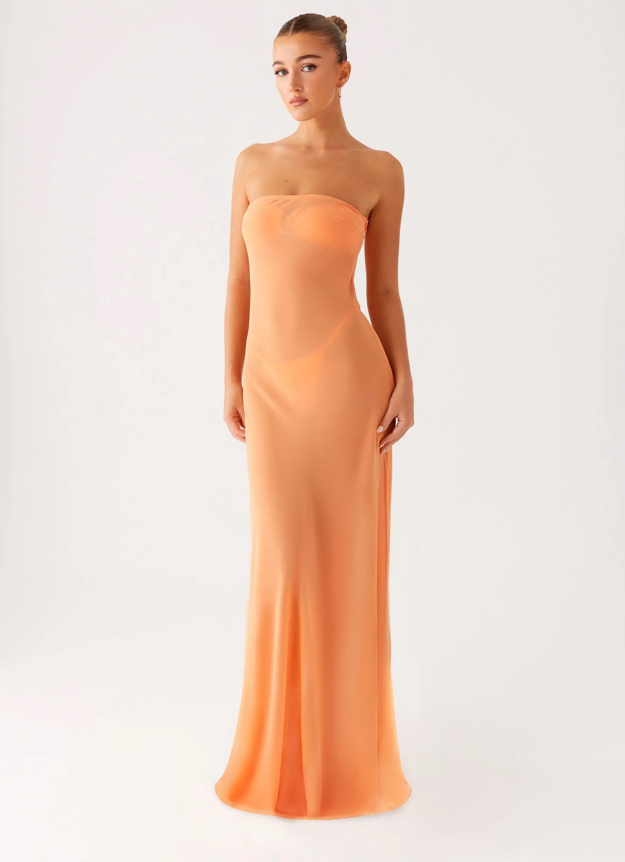 Mattie Strapless Maxi Dress - Orange Move Free BreathableFabric