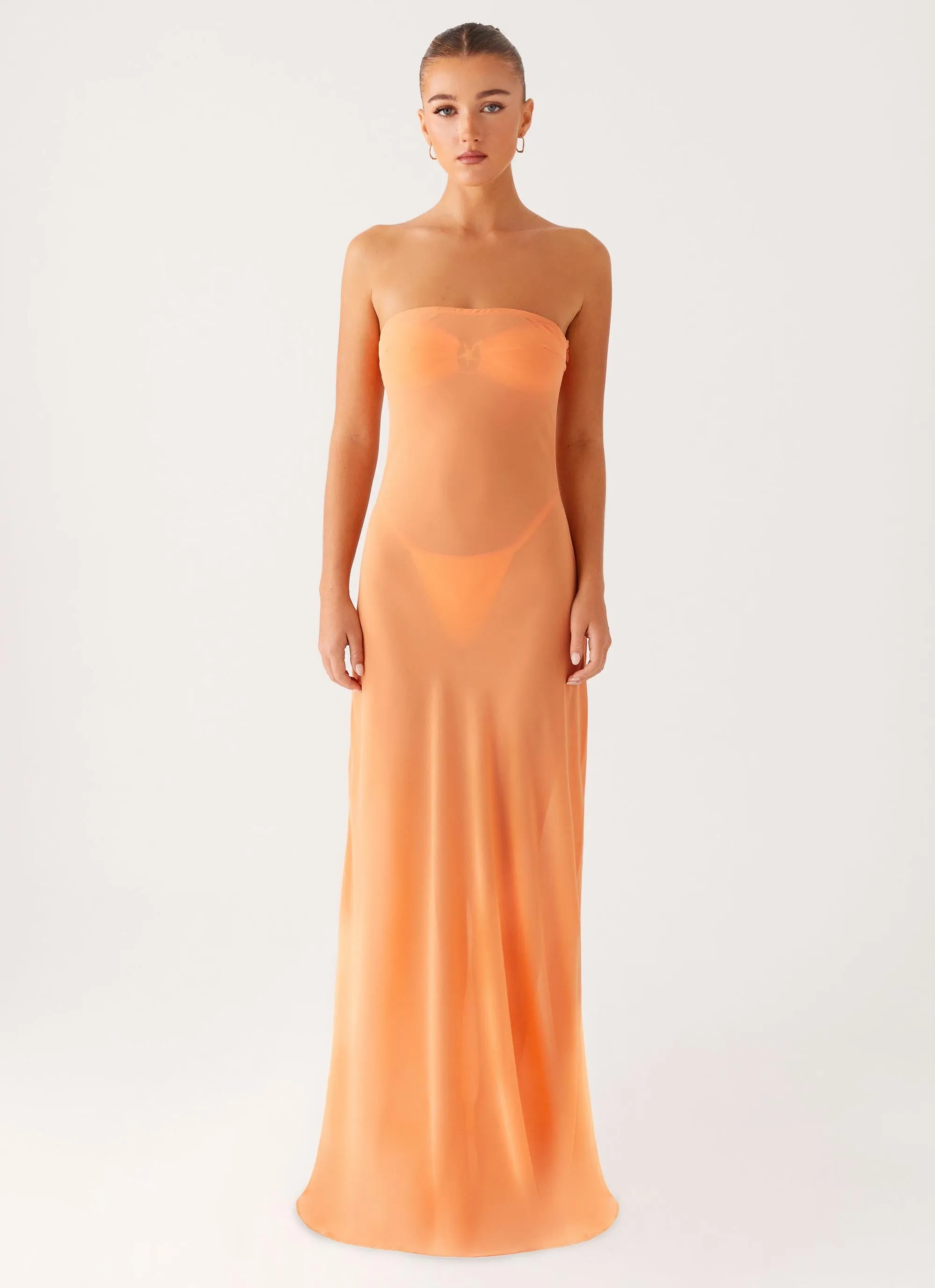 Contemporary Wear Mattie Strapless Maxi Dress - Orange