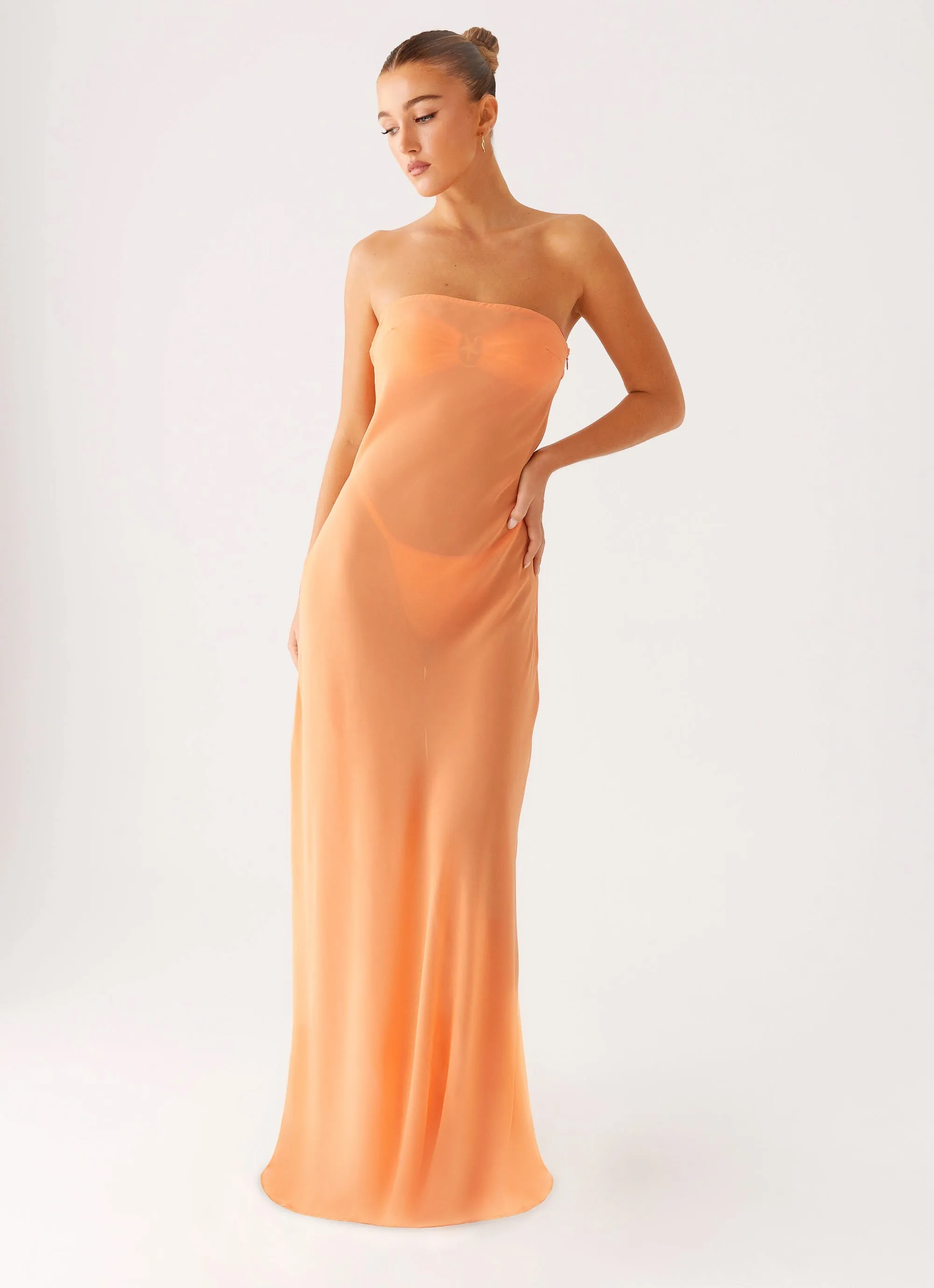Mattie Strapless Maxi Dress - Orange Light Base Curve-Enhancing