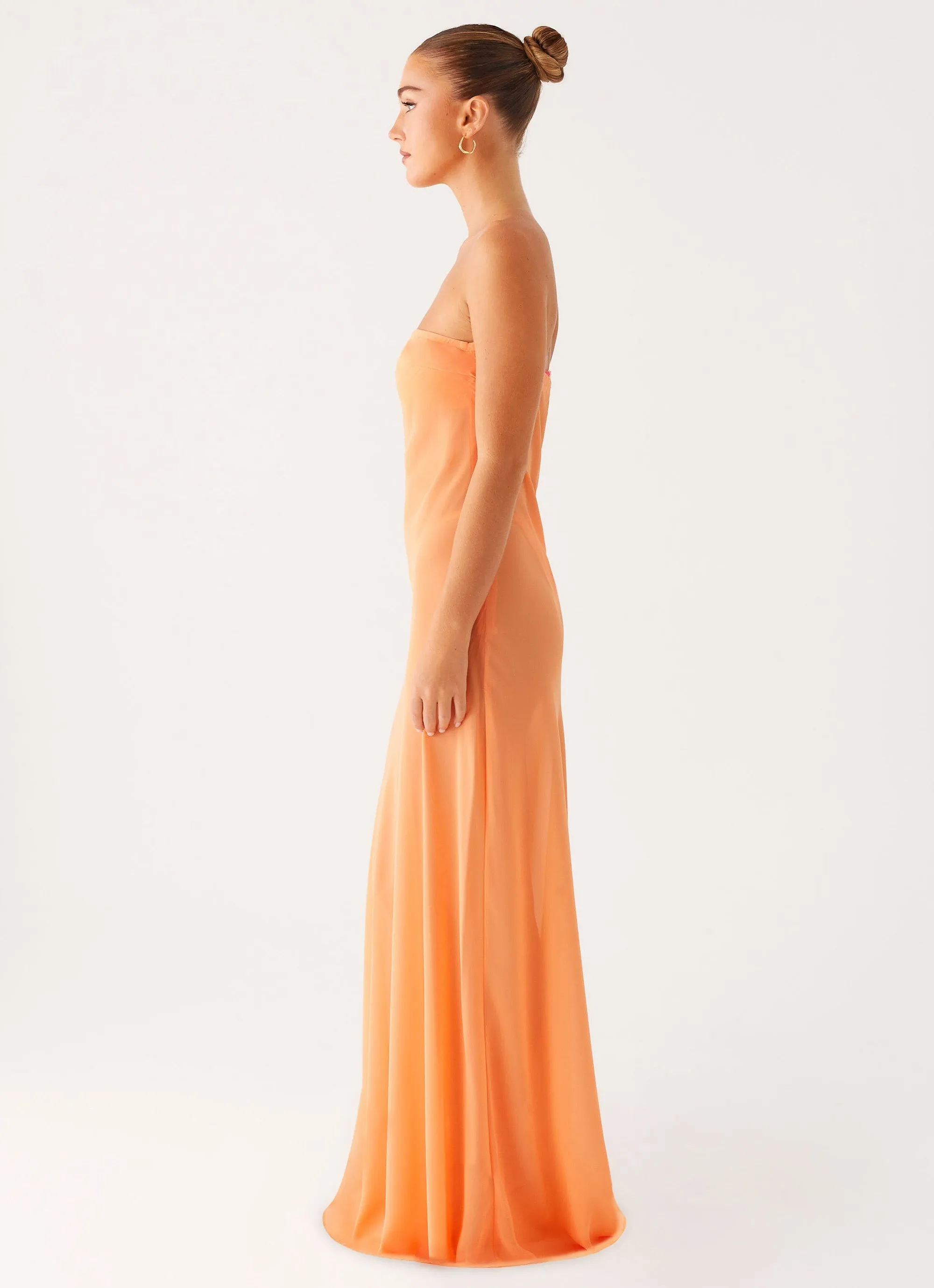 Mattie Strapless Maxi Dress - Orange Resort Outfit Clean Drape