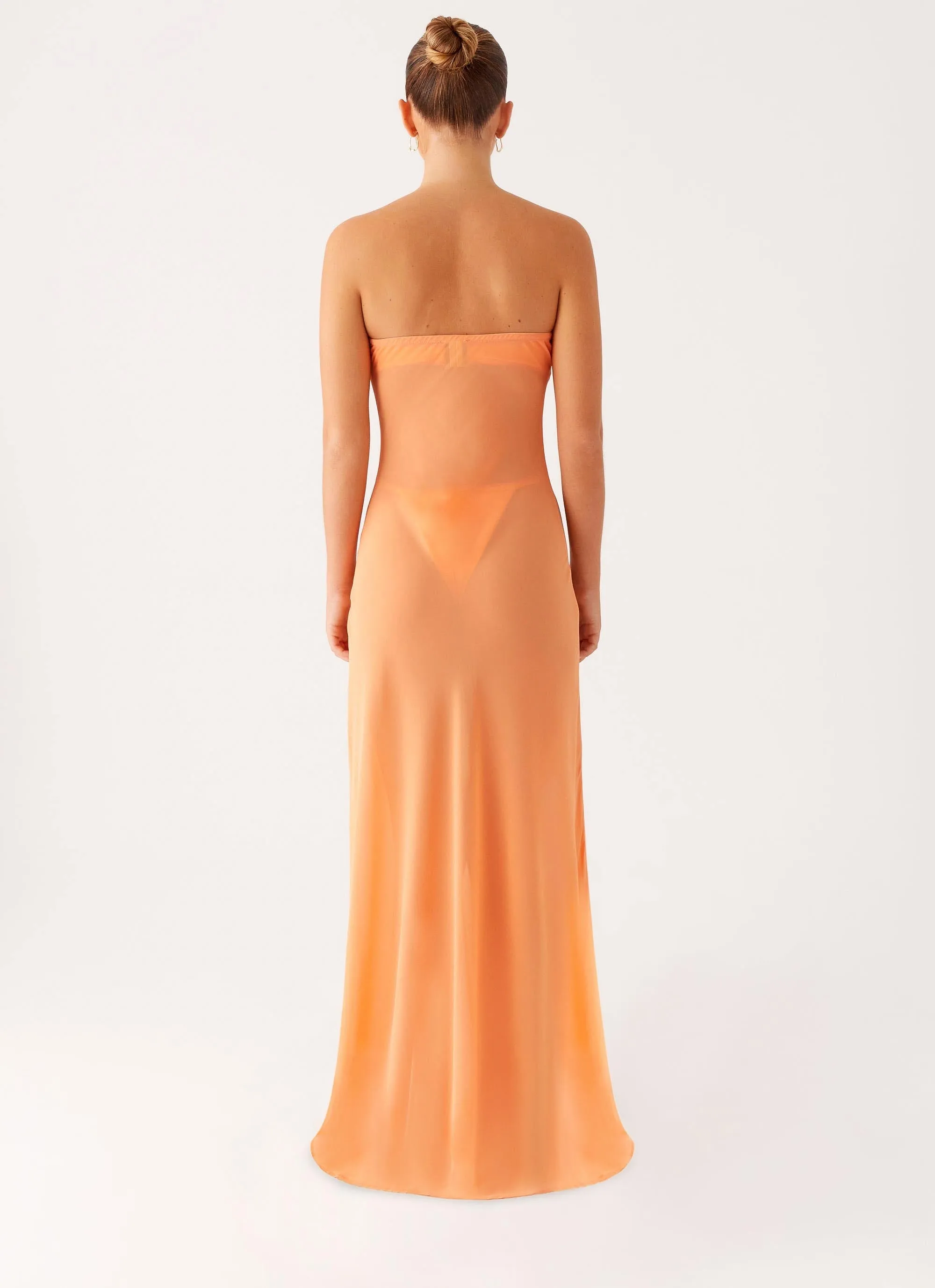 Edgy Twist Mattie Strapless Maxi Dress - Orange
