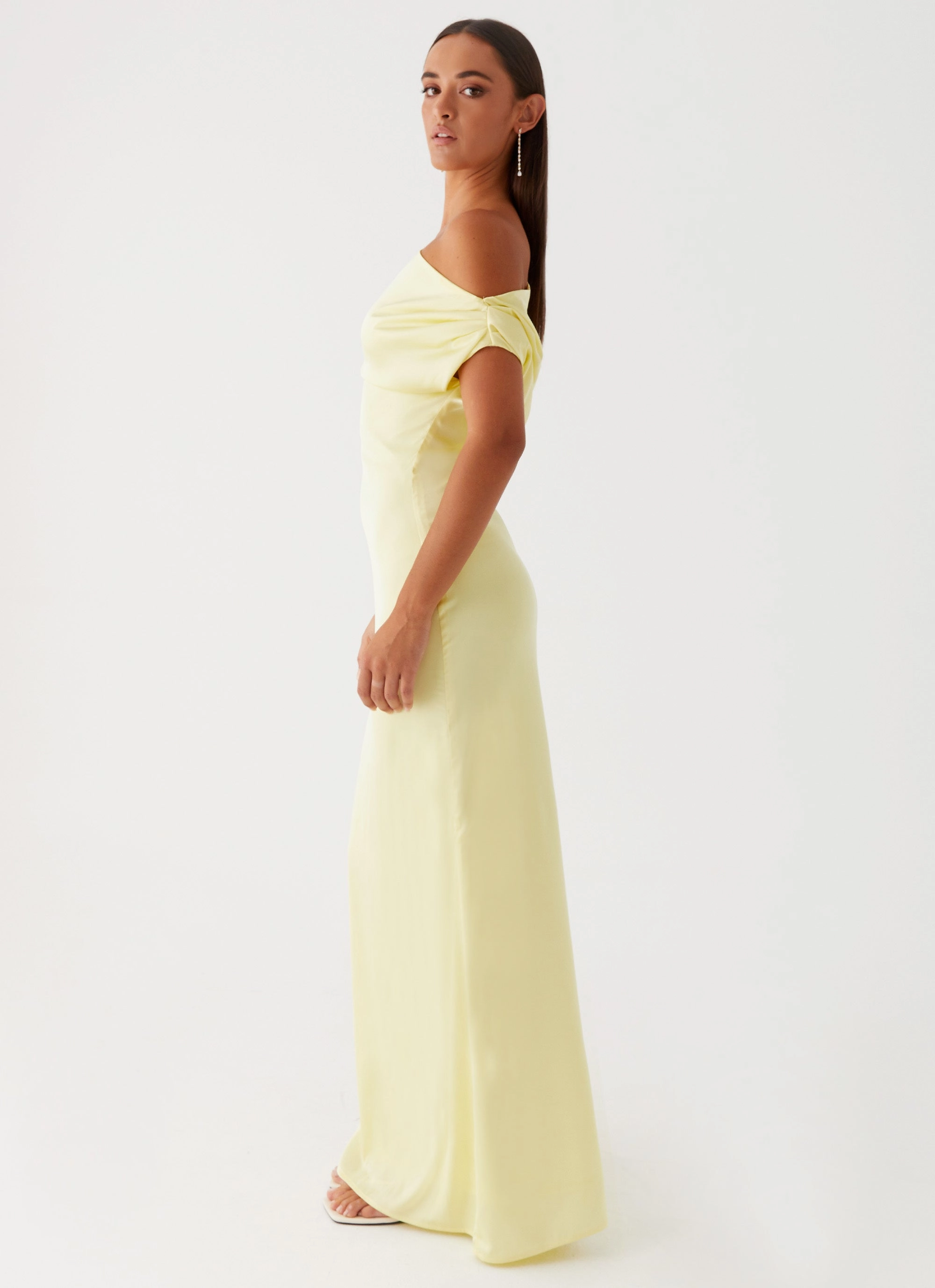Heart Of Glass Satin Maxi Dress - Yellow Lux Look