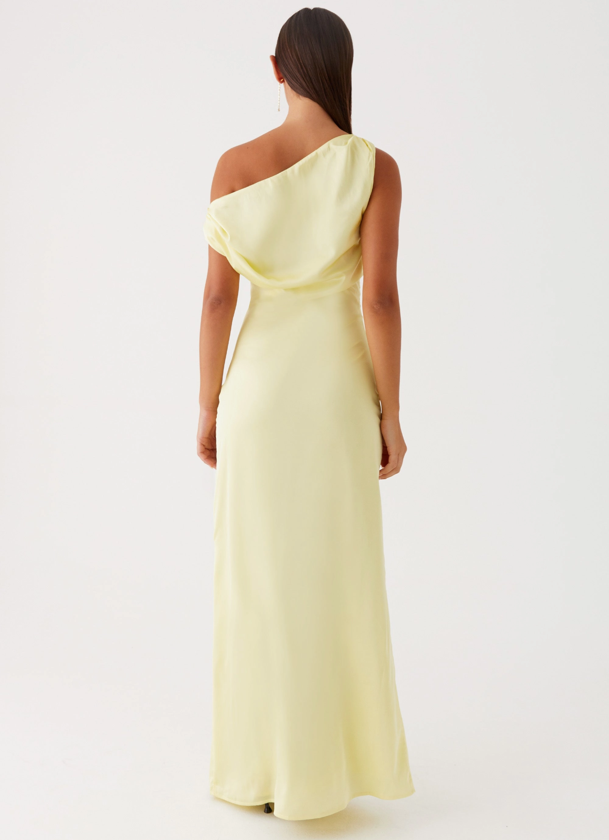 Heart Of Glass Satin Maxi Dress - Yellow Square Neck