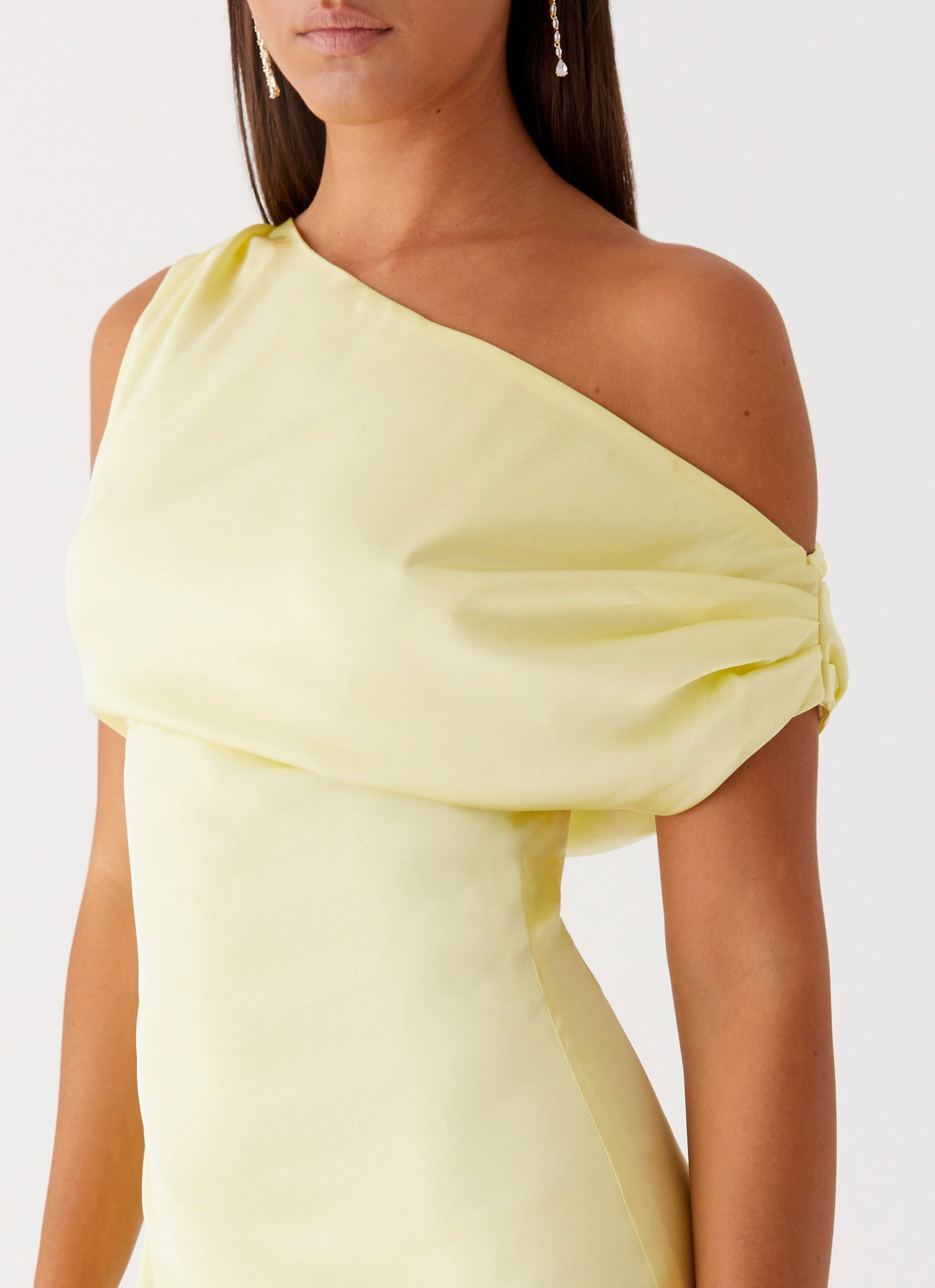 Heart Of Glass Satin Maxi Dress - Yellow Bright Accent
