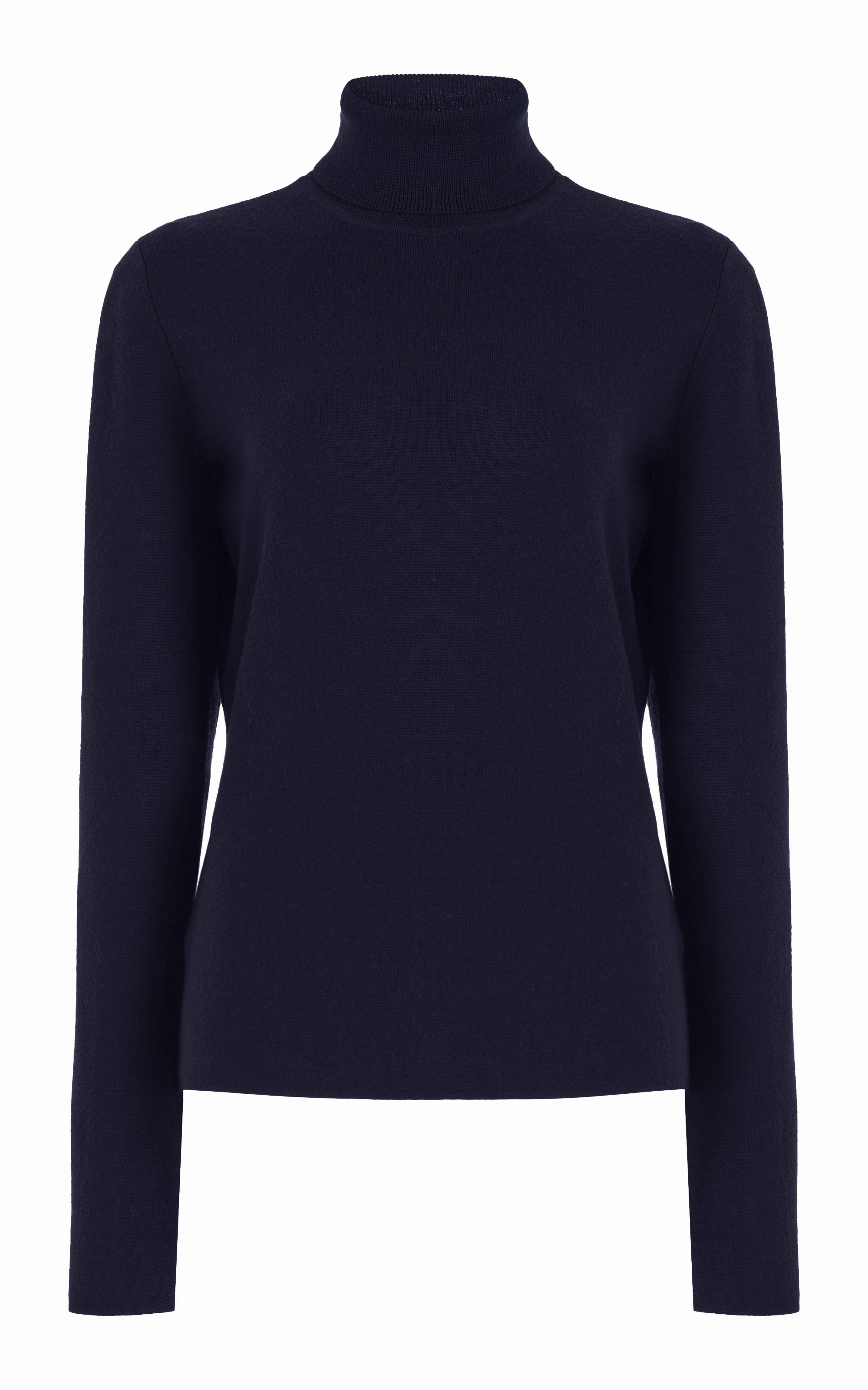 Breathable mesh lining Colorfast Technology May Knit Turtleneck in Dark Navy Merino Wool Cashmere