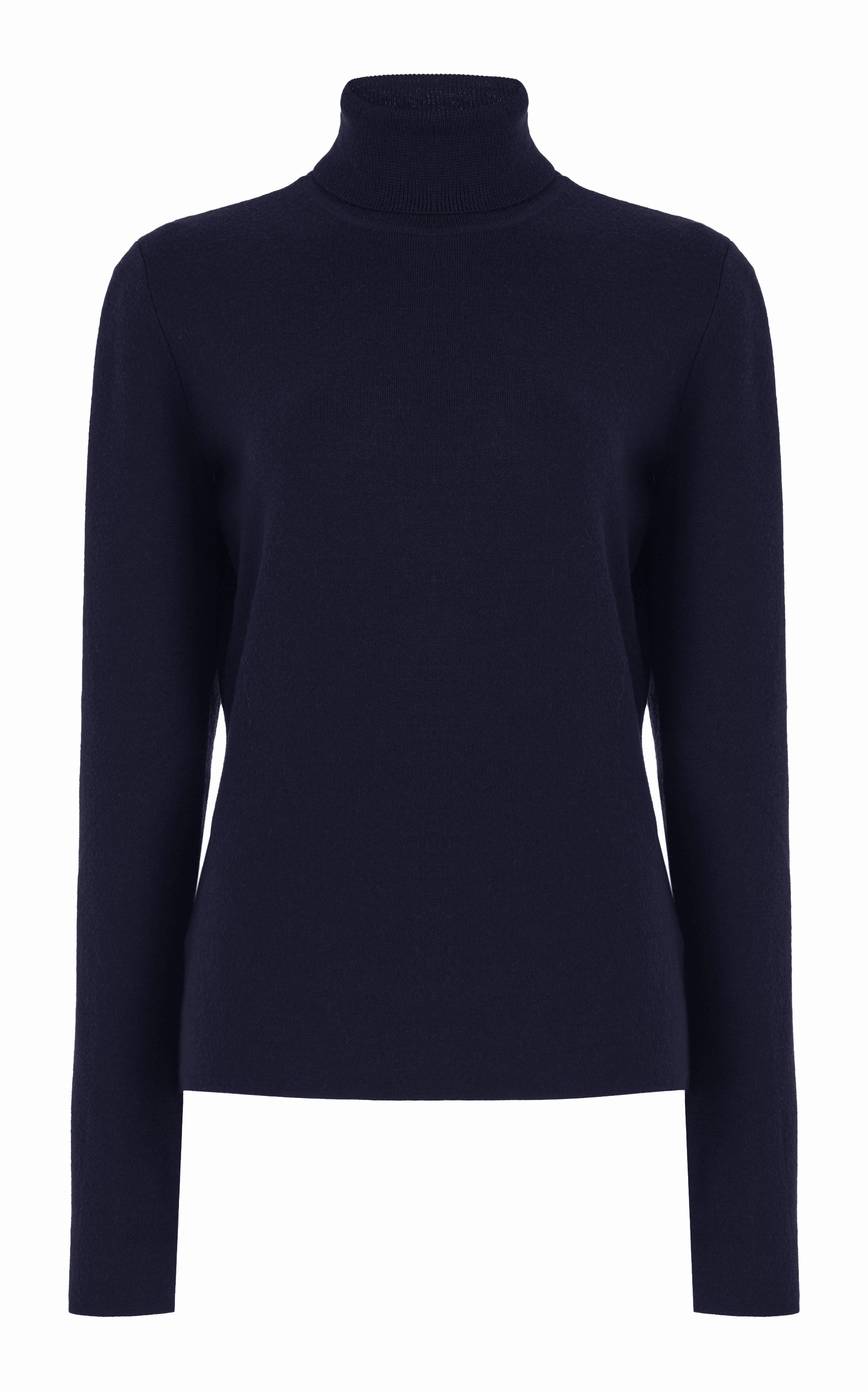 Texture Detail May Knit Turtleneck in Dark Navy Merino Wool Cashmere