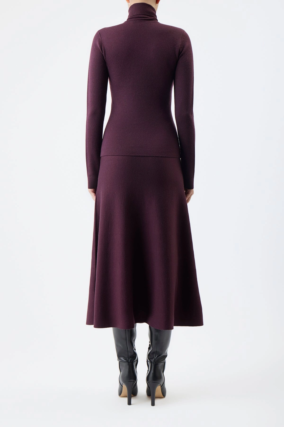 May Knit Turtleneck in Deep Bordeaux Merino Wool Cashmere Layer Comfort