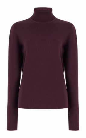 May Knit Turtleneck in Deep Bordeaux Merino Wool Cashmere Neutral palette