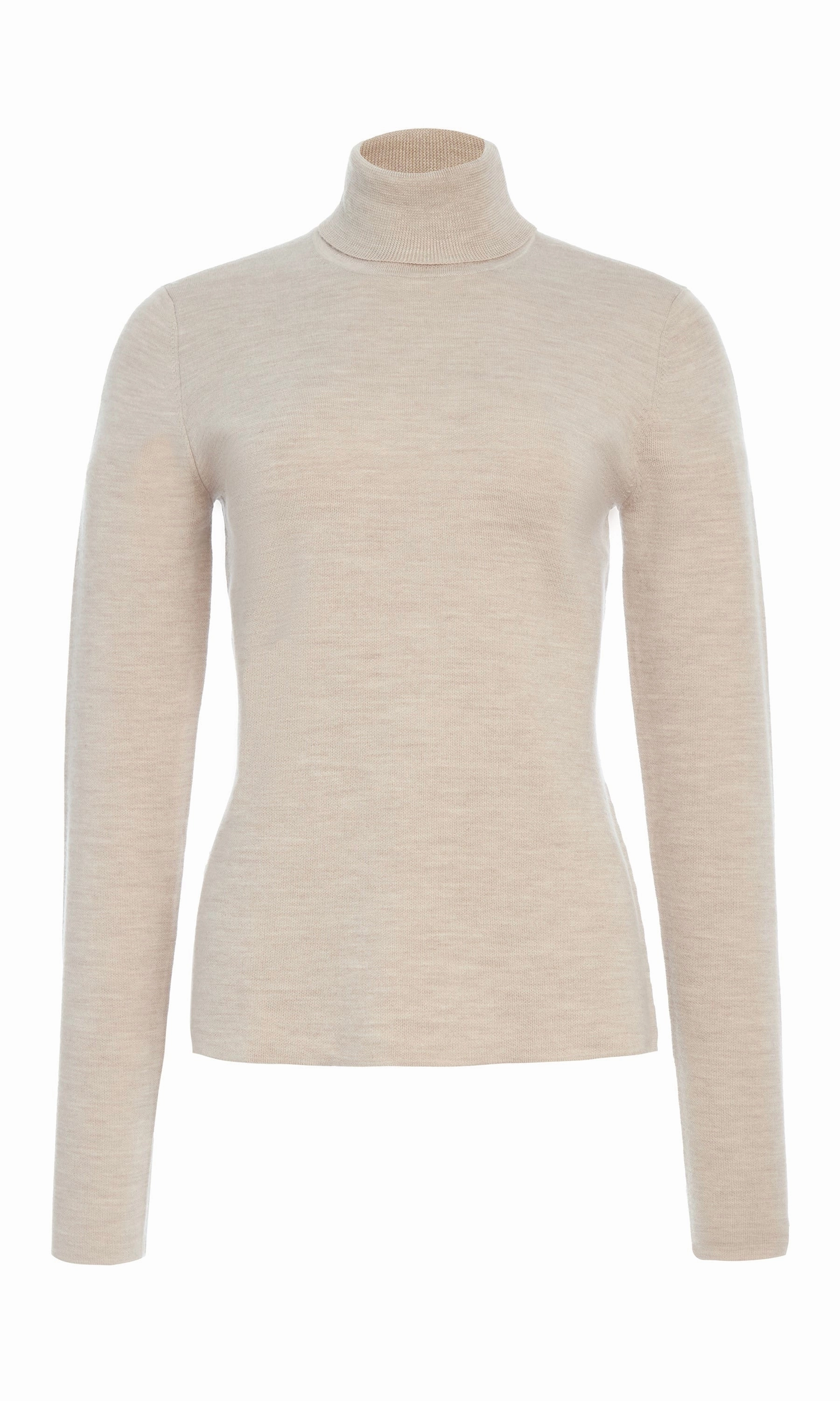 May Knit Turtleneck in Oatmeal Merino Wool Cashmere Easy Layering