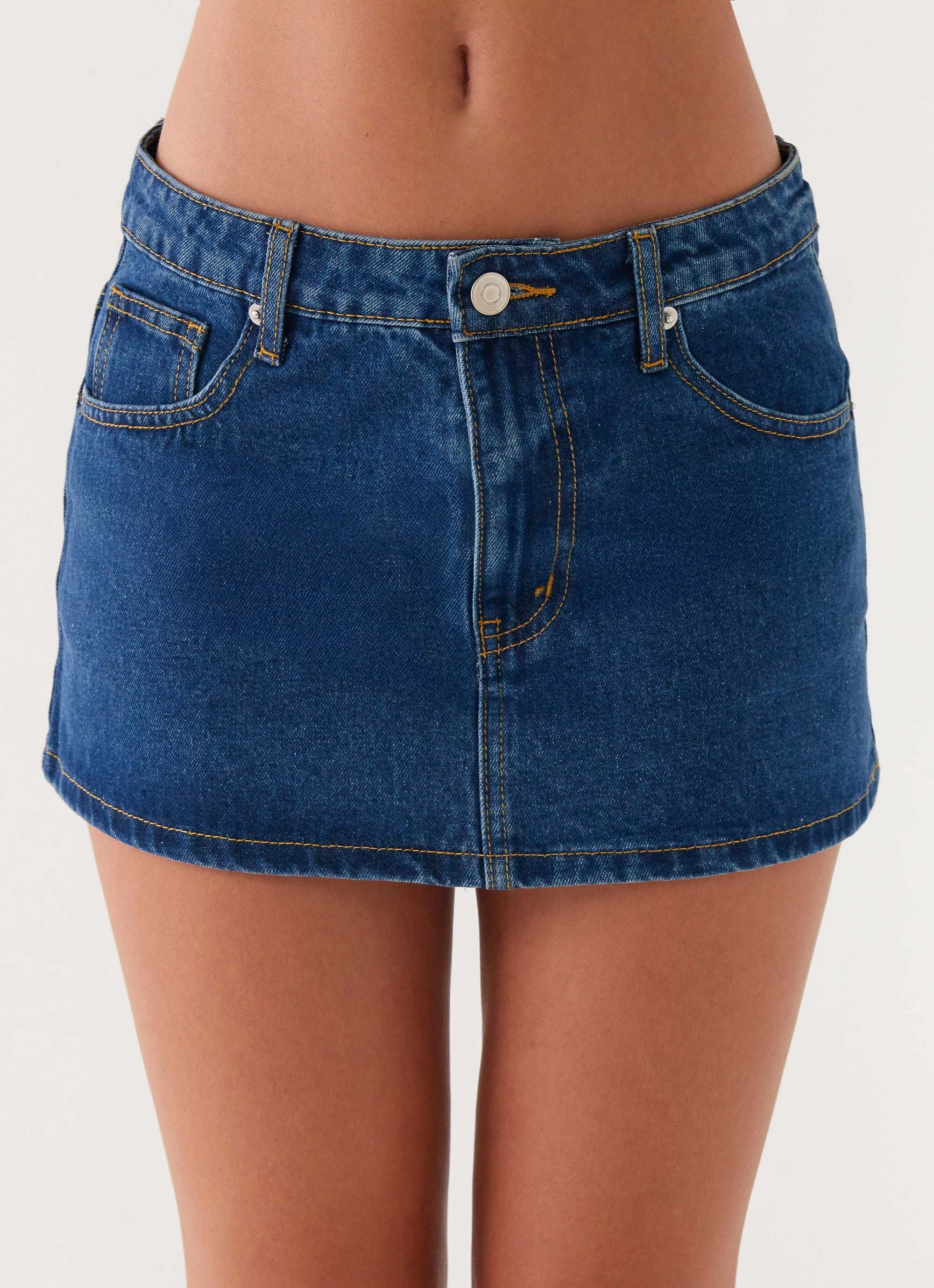 Maysa Low Rise Mini Skirt - Dark Blue light colors