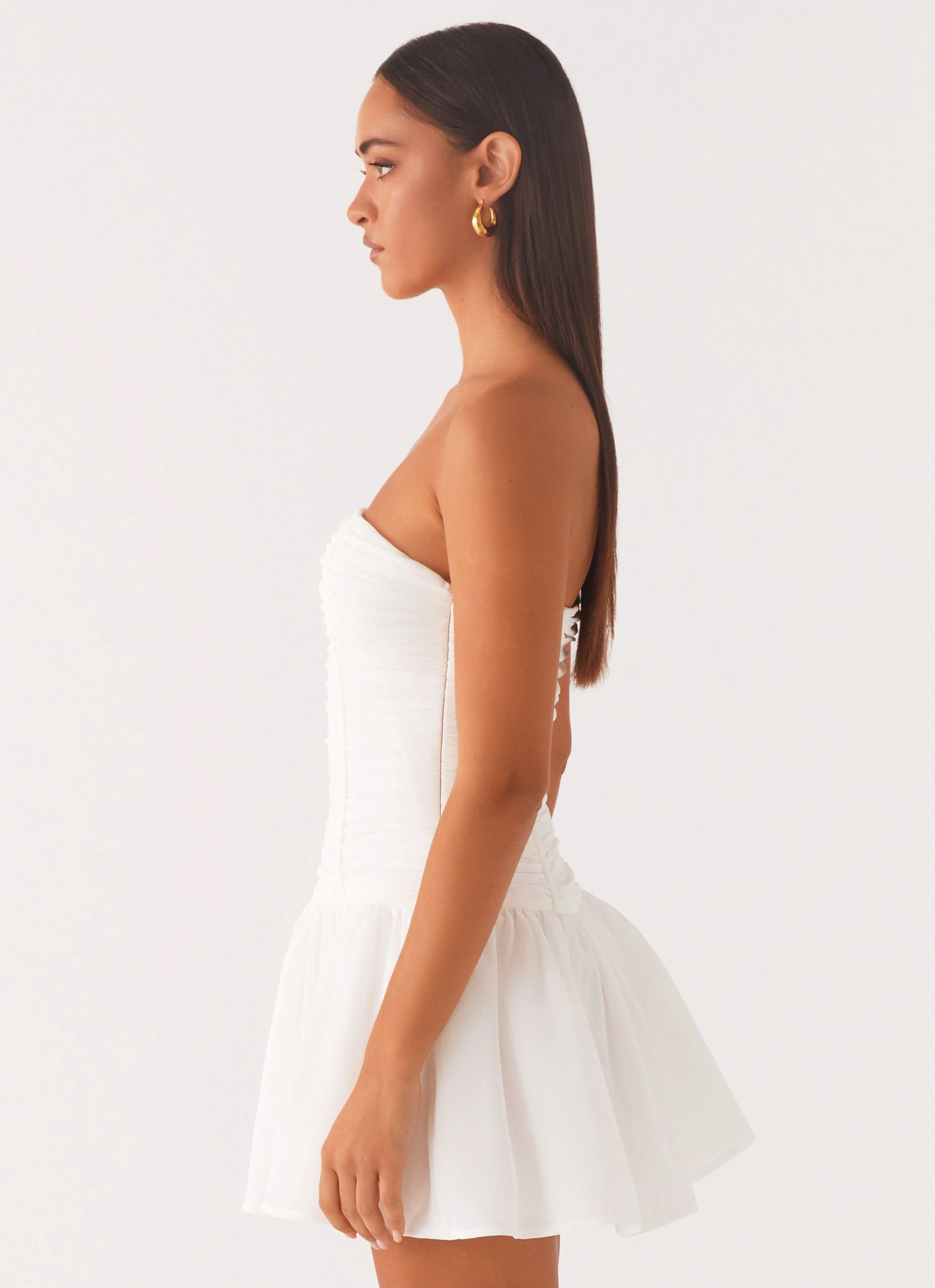 Flattering Shape Look Stylish Waistband Fit Meadow Dreams Mini Dress - White