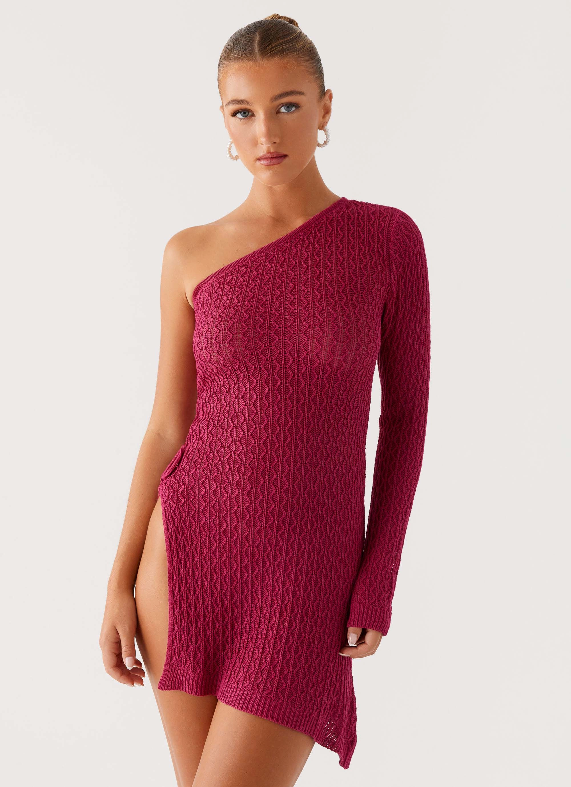 Medda Knit Mini Dress - Hot Pink Sleek Tone