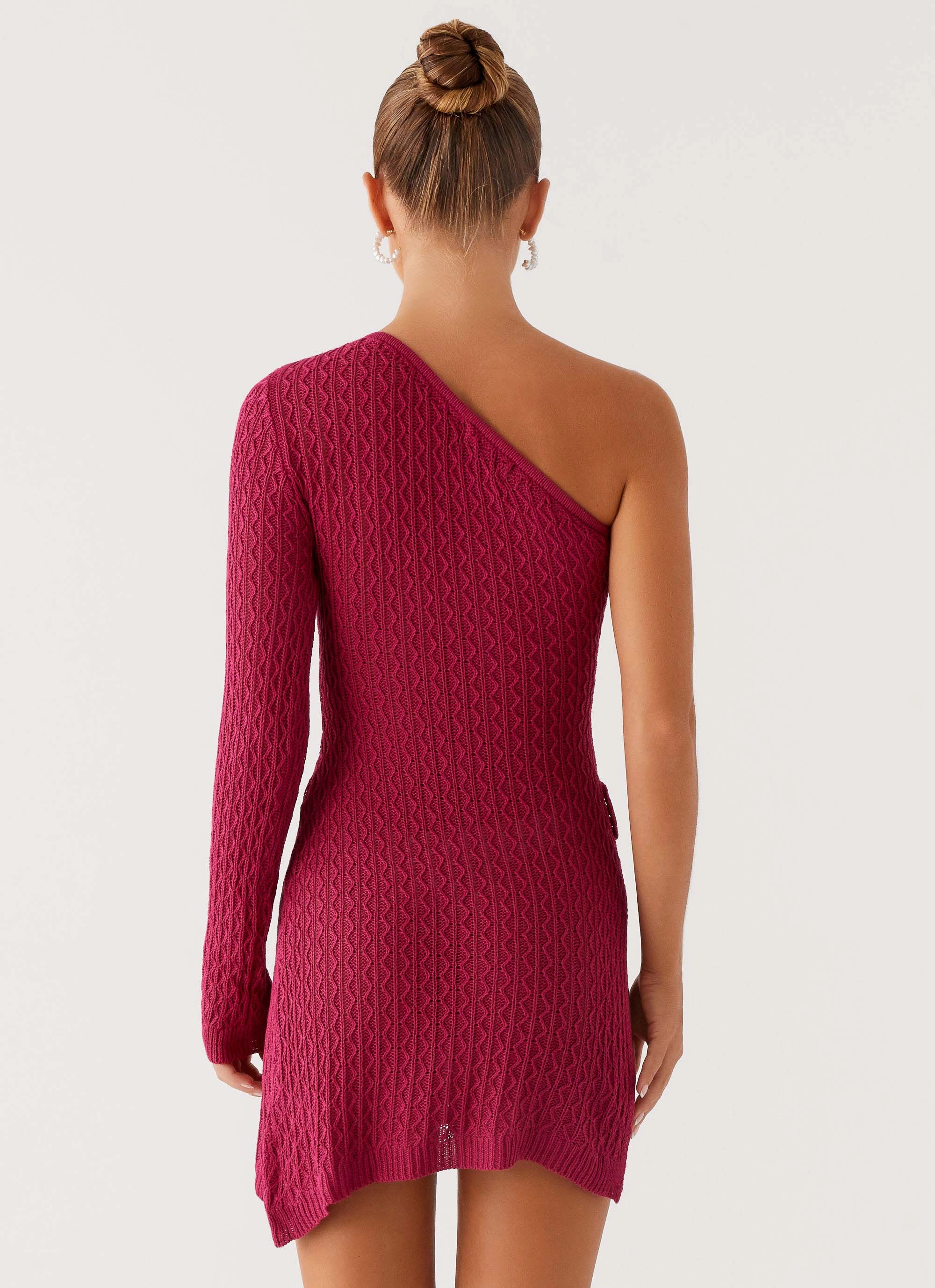 Layering-Piece Soft Stitch Medda Knit Mini Dress - Hot Pink