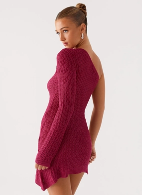 Chic Balance Olive Tone Medda Knit Mini Dress - Hot Pink
