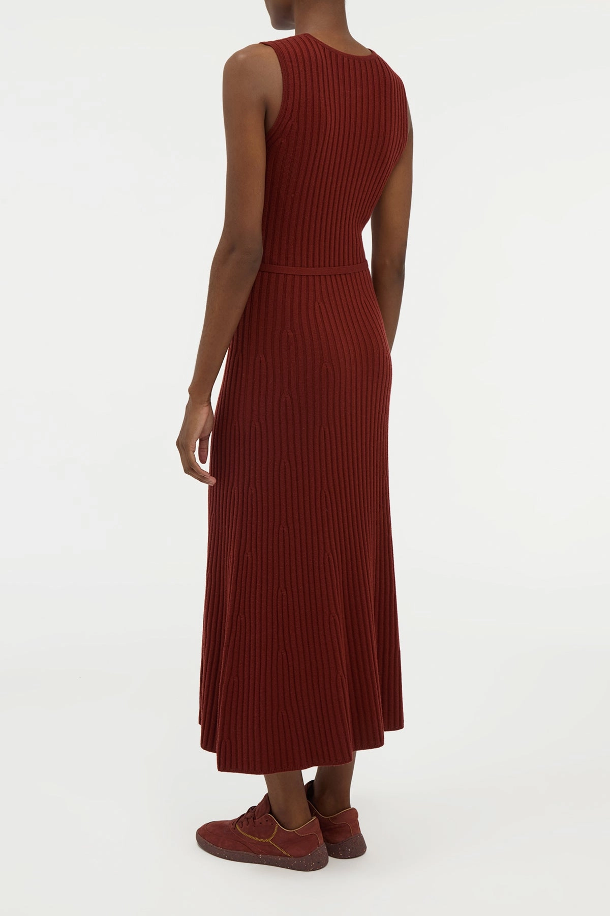 Meier Knit Midi Dress in Burnt Sienna Merino Wool Cashmere Chic Comforted
