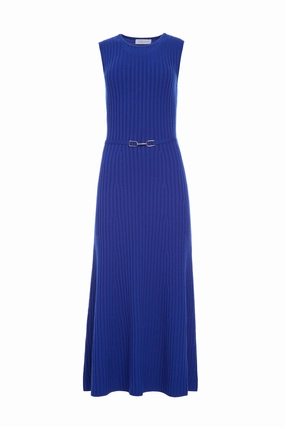 Meier Knit Midi Dress in Cobalt Merino Wool Cashmere Outdoor Comforted LowImpact Dye Process