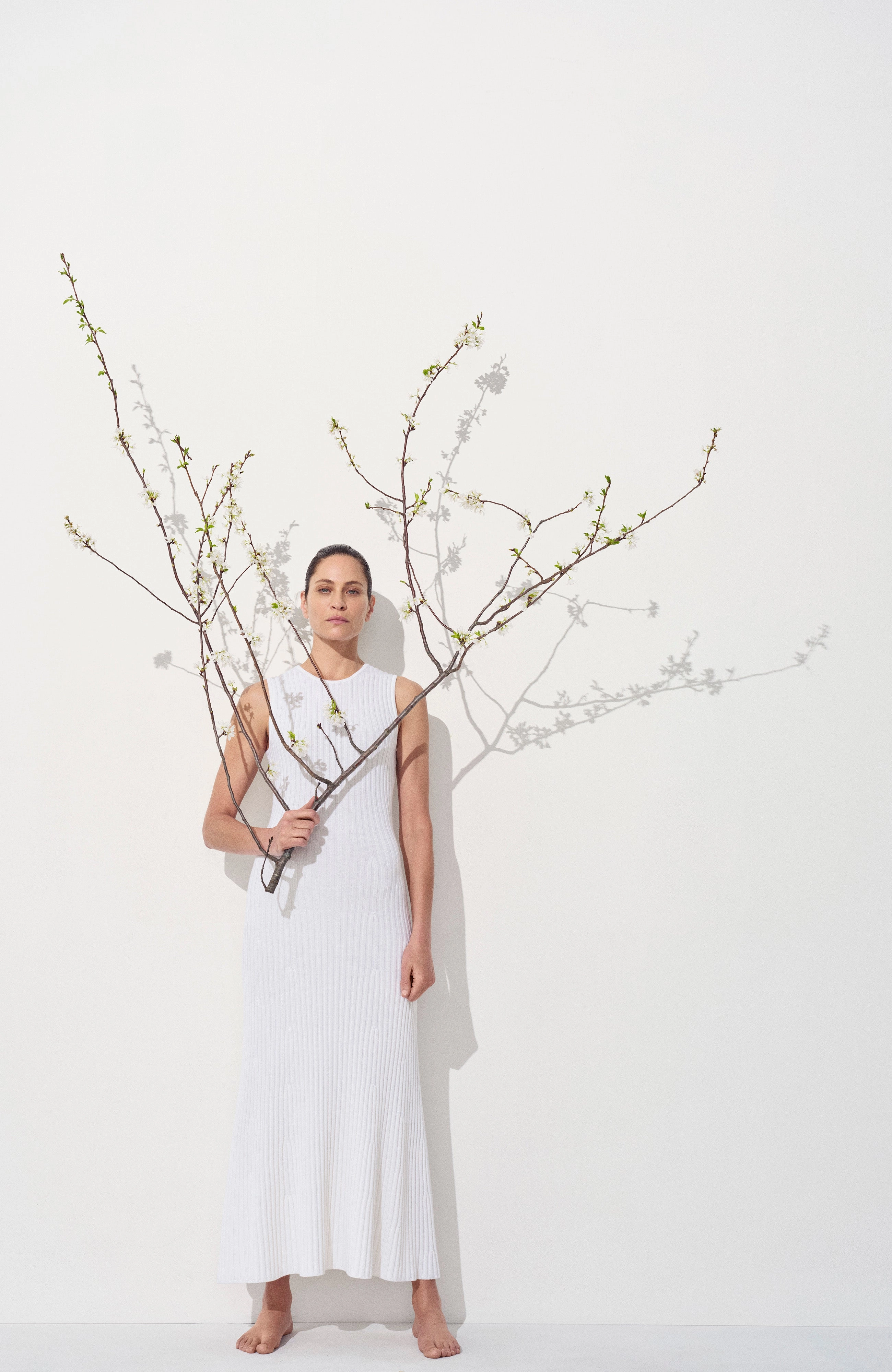 Meier Knit Midi Dress in Ivory Merino Wool Cashmere Relax time