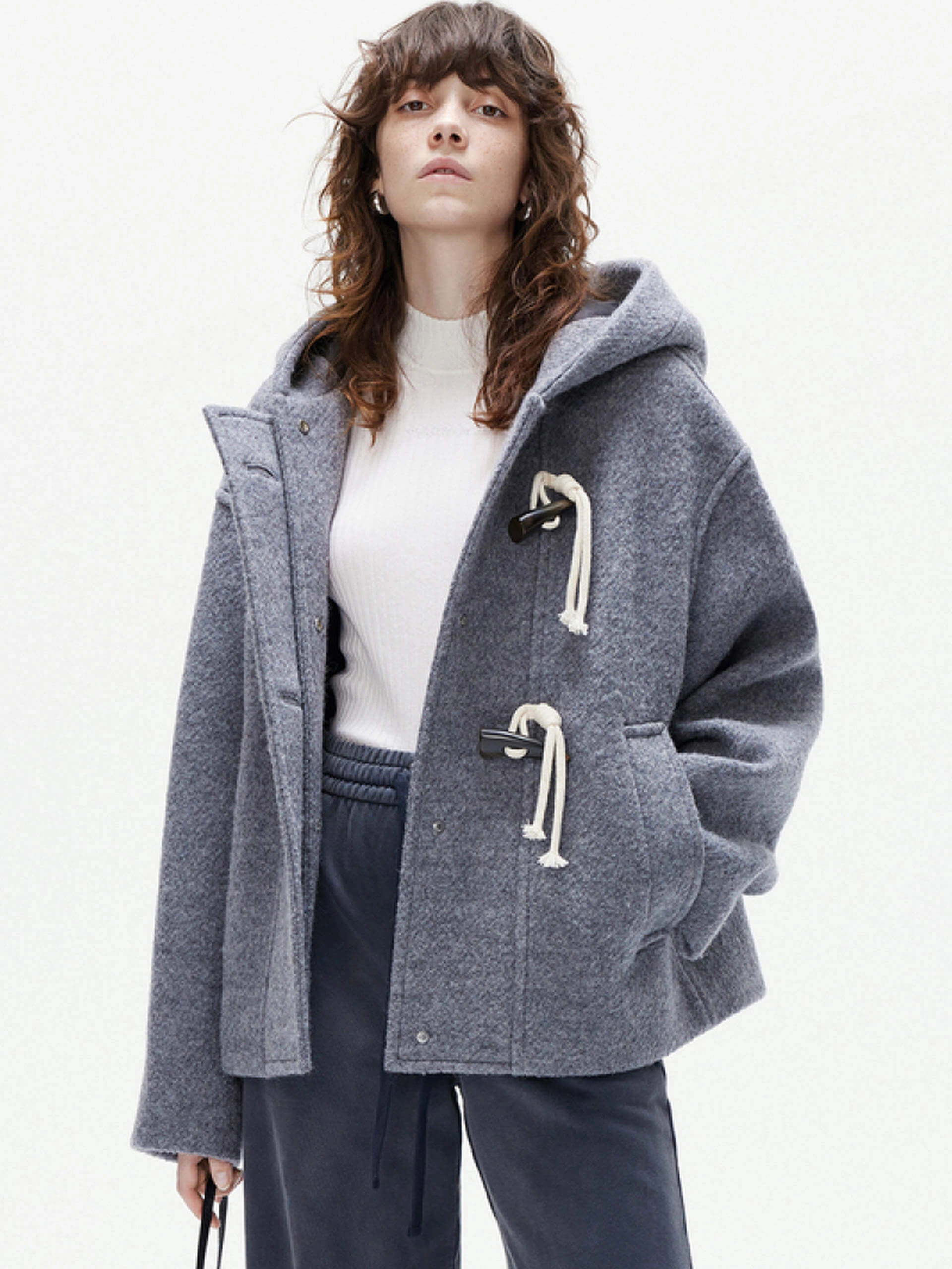 Merino Wool Cropped Coat Taped Edges