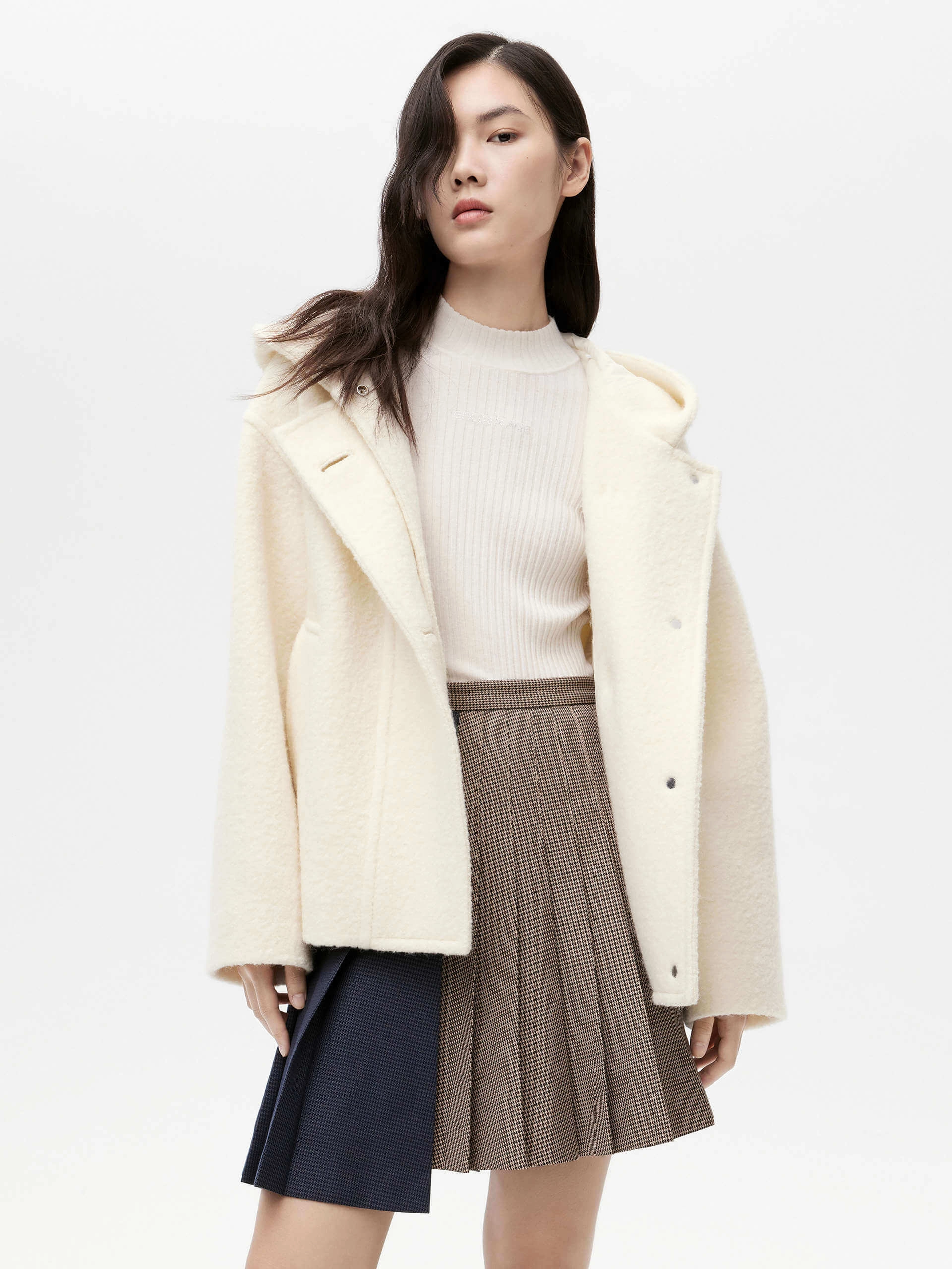 Simple Urban Layer Merino Wool Cropped Coat