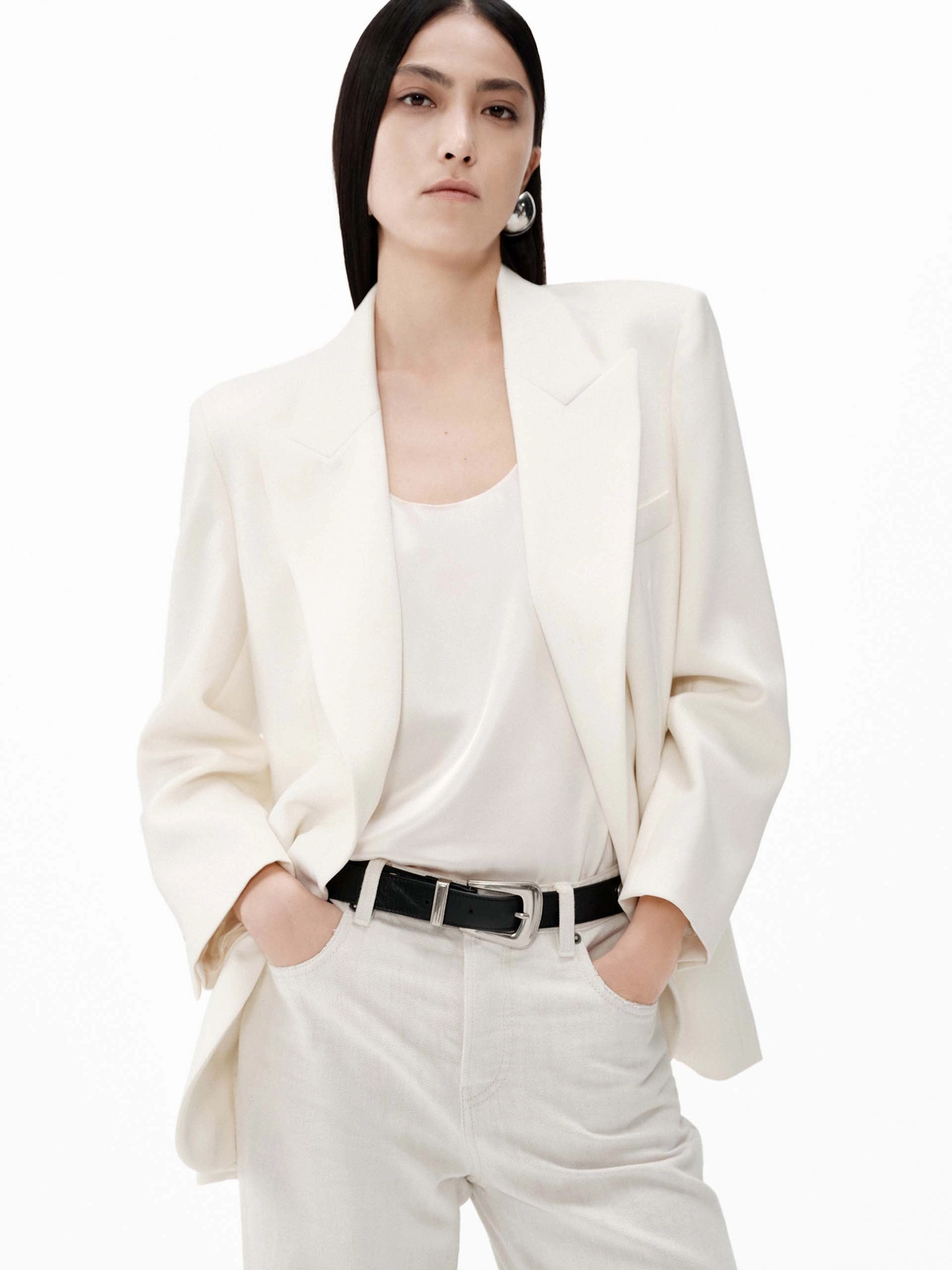 Merino Wool Structured Blazer Waterproof Coating