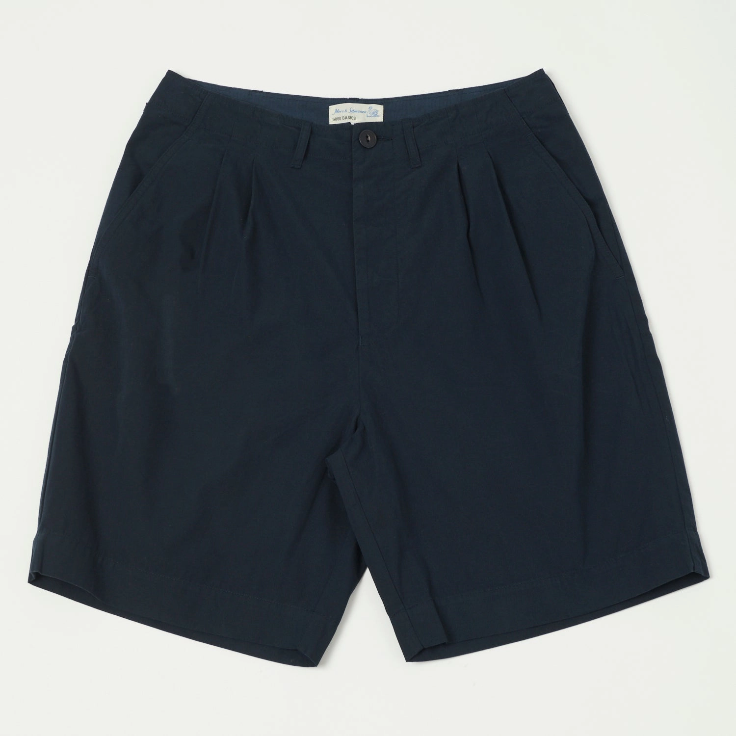 Trendy Mood Comfortable fit Merz b. Schwanen 'Good Basics' 5.1oz Poplin Shorts - Dark Navy