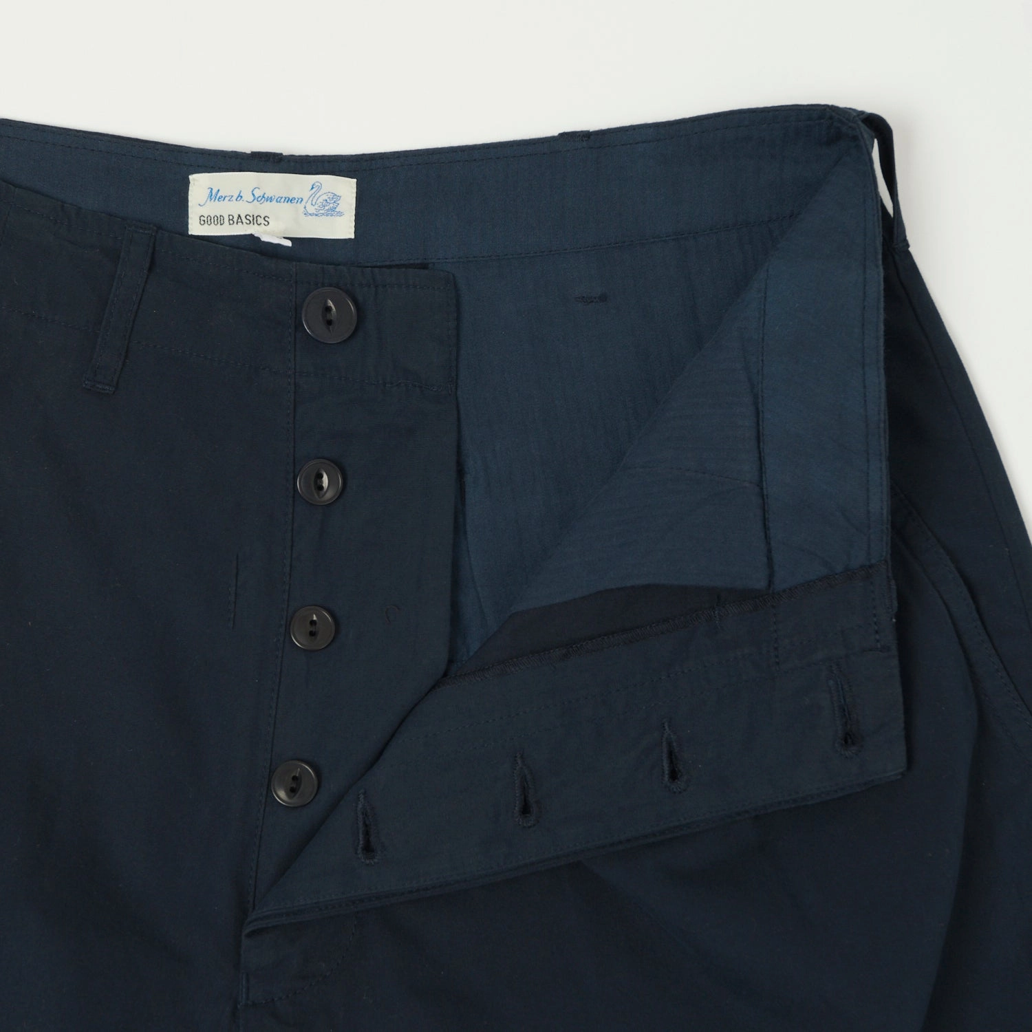 Merz b. Schwanen 'Good Basics' 5.1oz Poplin Shorts - Dark Navy Minimal Comfort Sports Wear