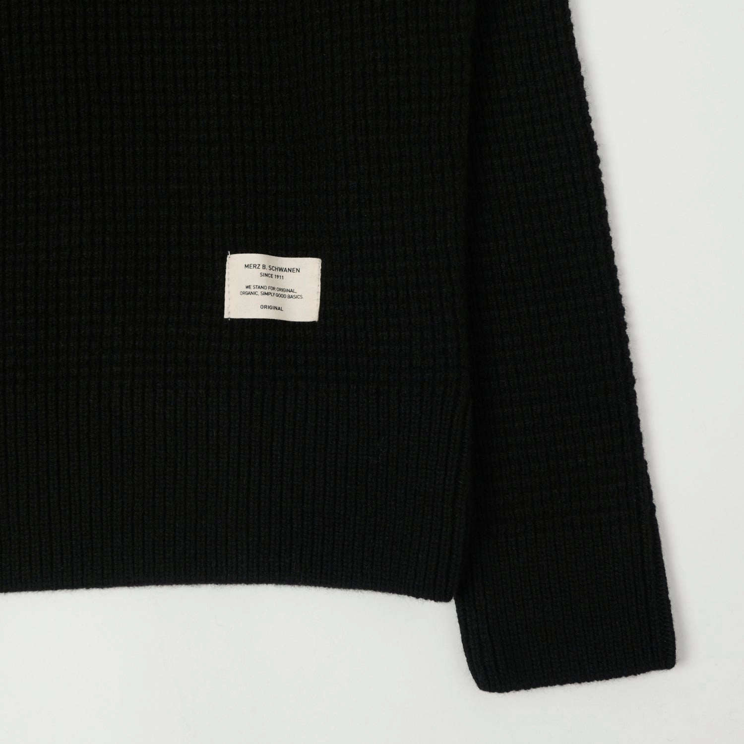 Merz b. Schwanen 'Good Basics' Merino/Cashmere Waffle Knit Pullover - Deep Black Winter Comfort Chill Vibe