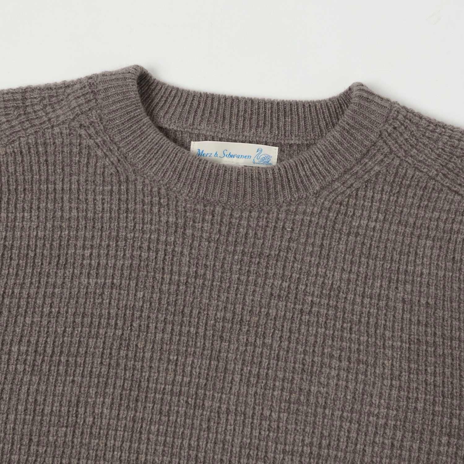 Clean Finish Merz b. Schwanen 'Good Basics' Merino/Cashmere Waffle Knit Pullover - Grain