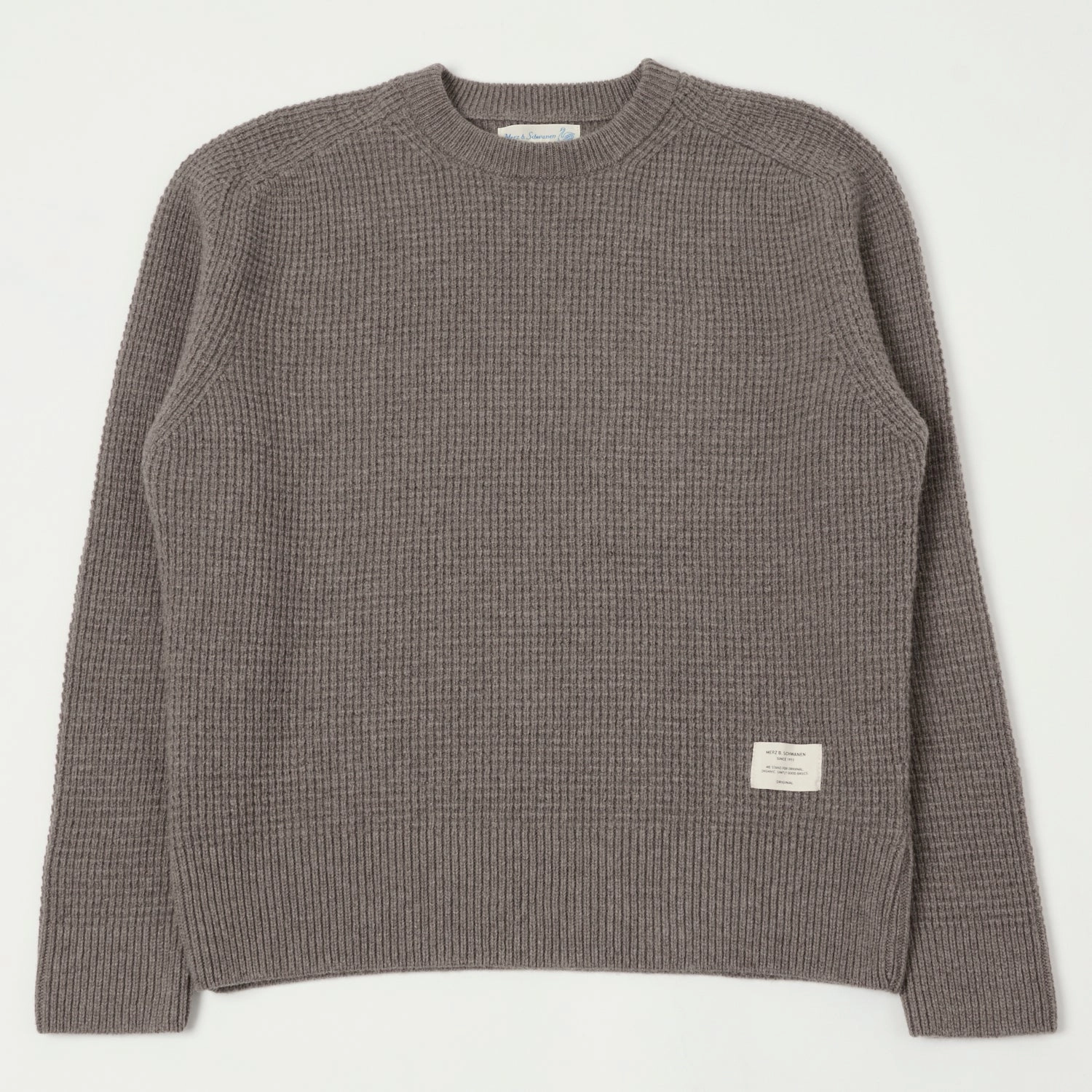 Merz b. Schwanen 'Good Basics' Merino/Cashmere Waffle Knit Pullover - Grain Brushed Interior Minimal Shrinkage