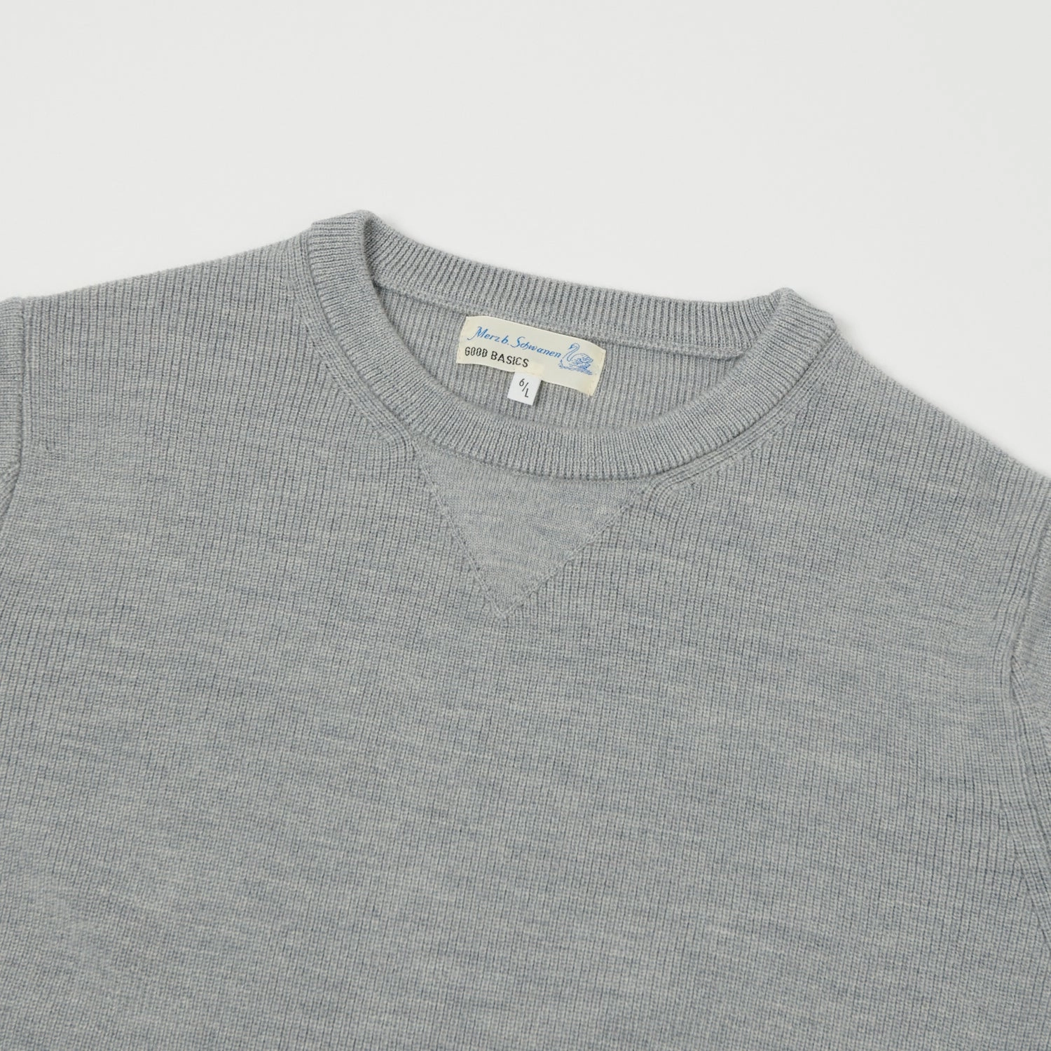 Merz b. Schwanen 'Good Basics' Ribbed Merino Wool Pullover - Grey Mel No Fuss Home Warmth