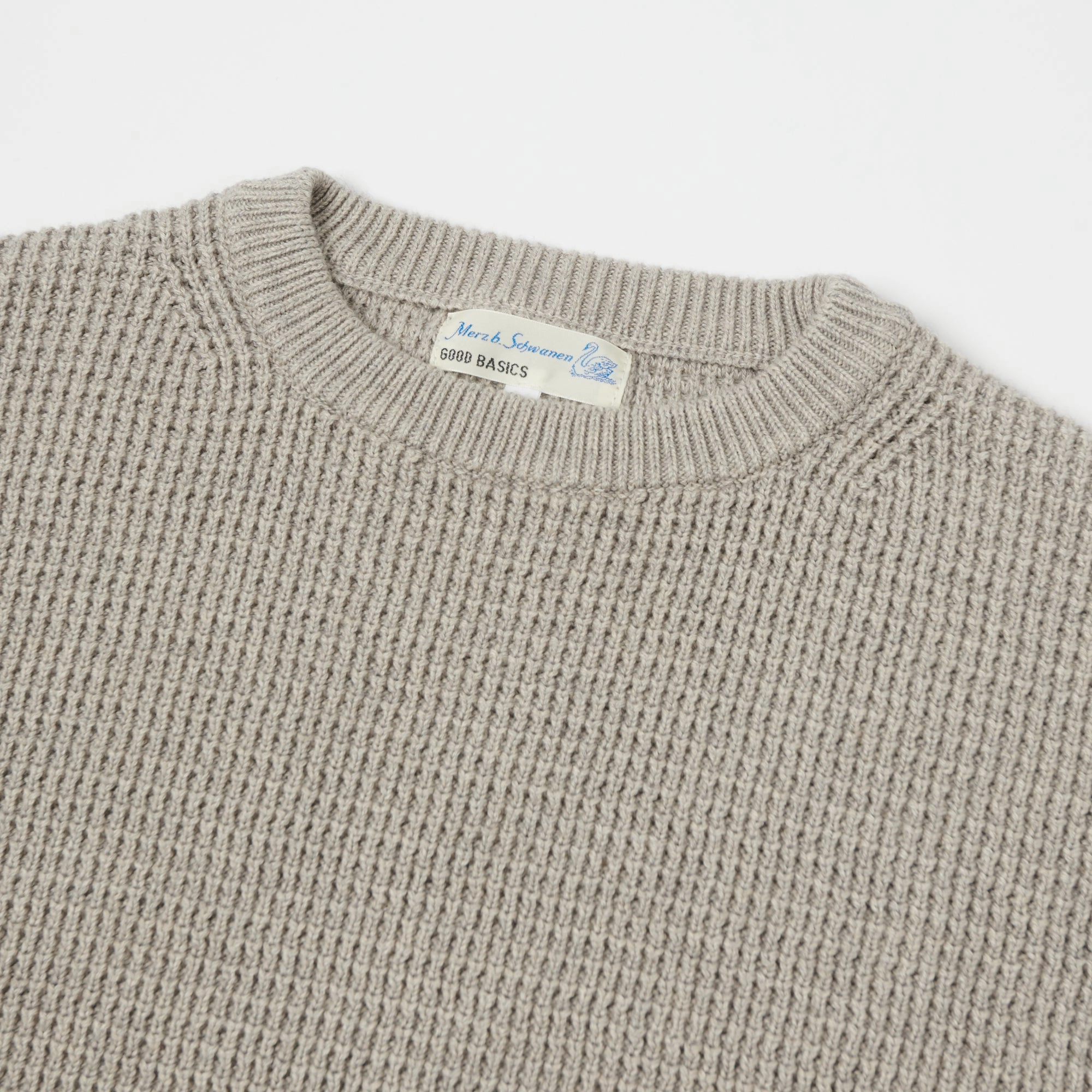 Merz b. Schwanen 'Good Basics' Waffle Knit Pullover - Grey Melange Antibacterial Treatment Ventilated Mesh Panel