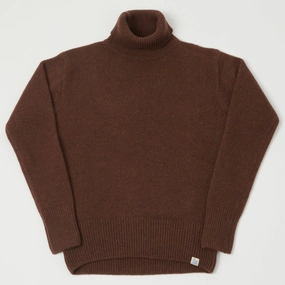 Merz b. Schwanen 'Good Basics' Wool Cashmere Knit Turtleneck - Chestnut LowImpact Knitting Lightwear Look