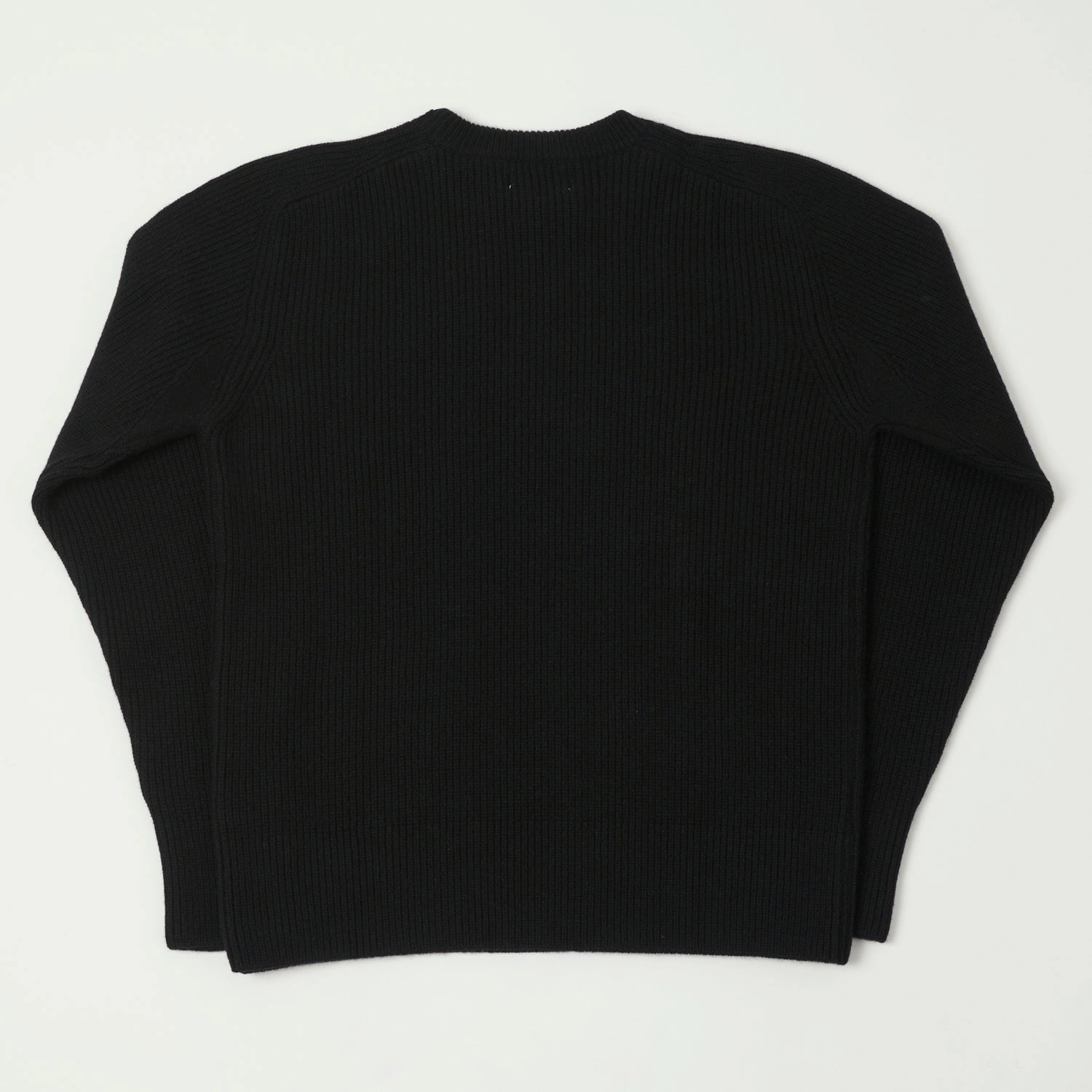 Comfort Stretch Lightwear Look Merz b. Schwanen 'Good Basics' Wool Cashmere Ribbed Knit Pullover - Deep Black