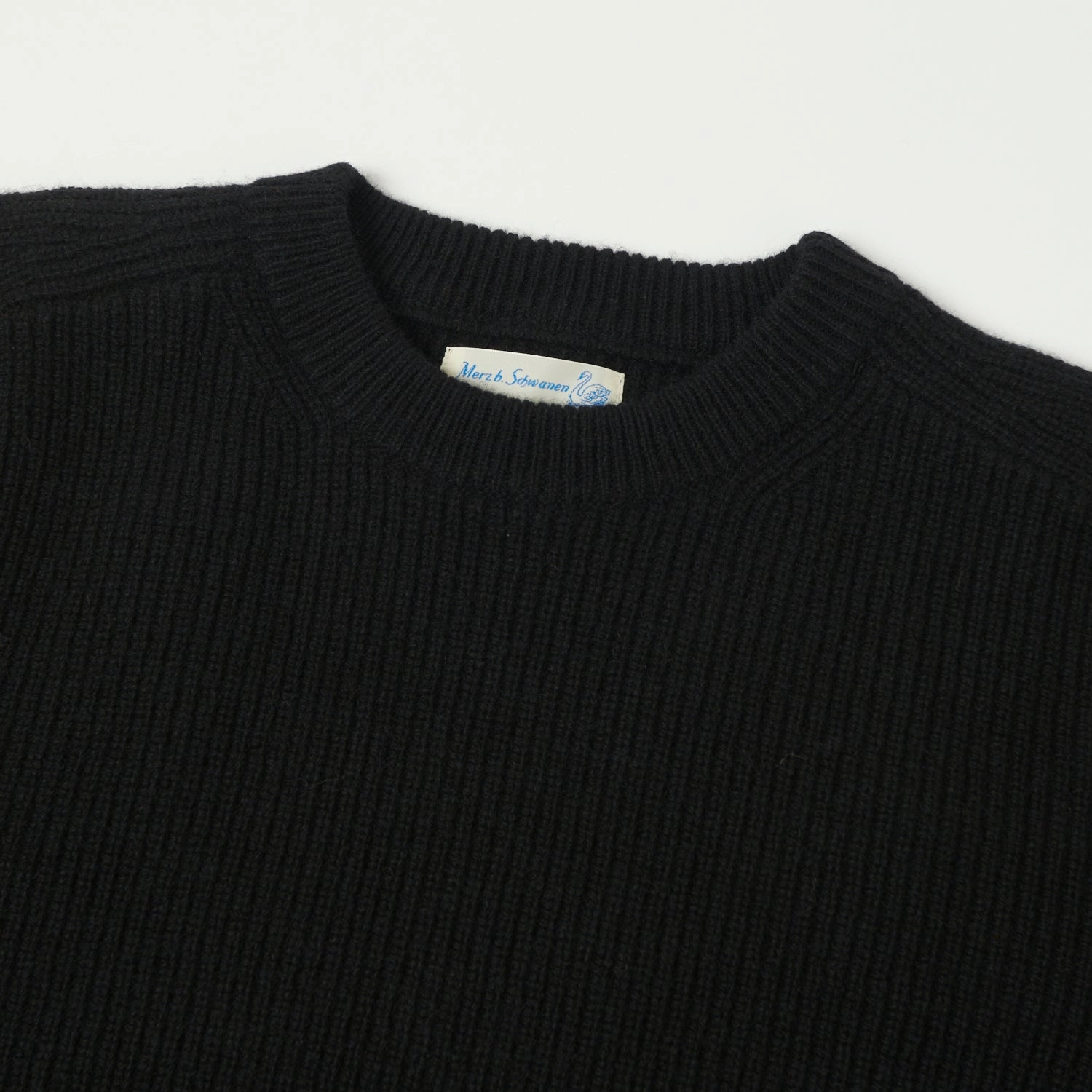 Office Casual Biodegradable Fiber Construction Merz b. Schwanen 'Good Basics' Wool Cashmere Ribbed Knit Pullover - Deep Black